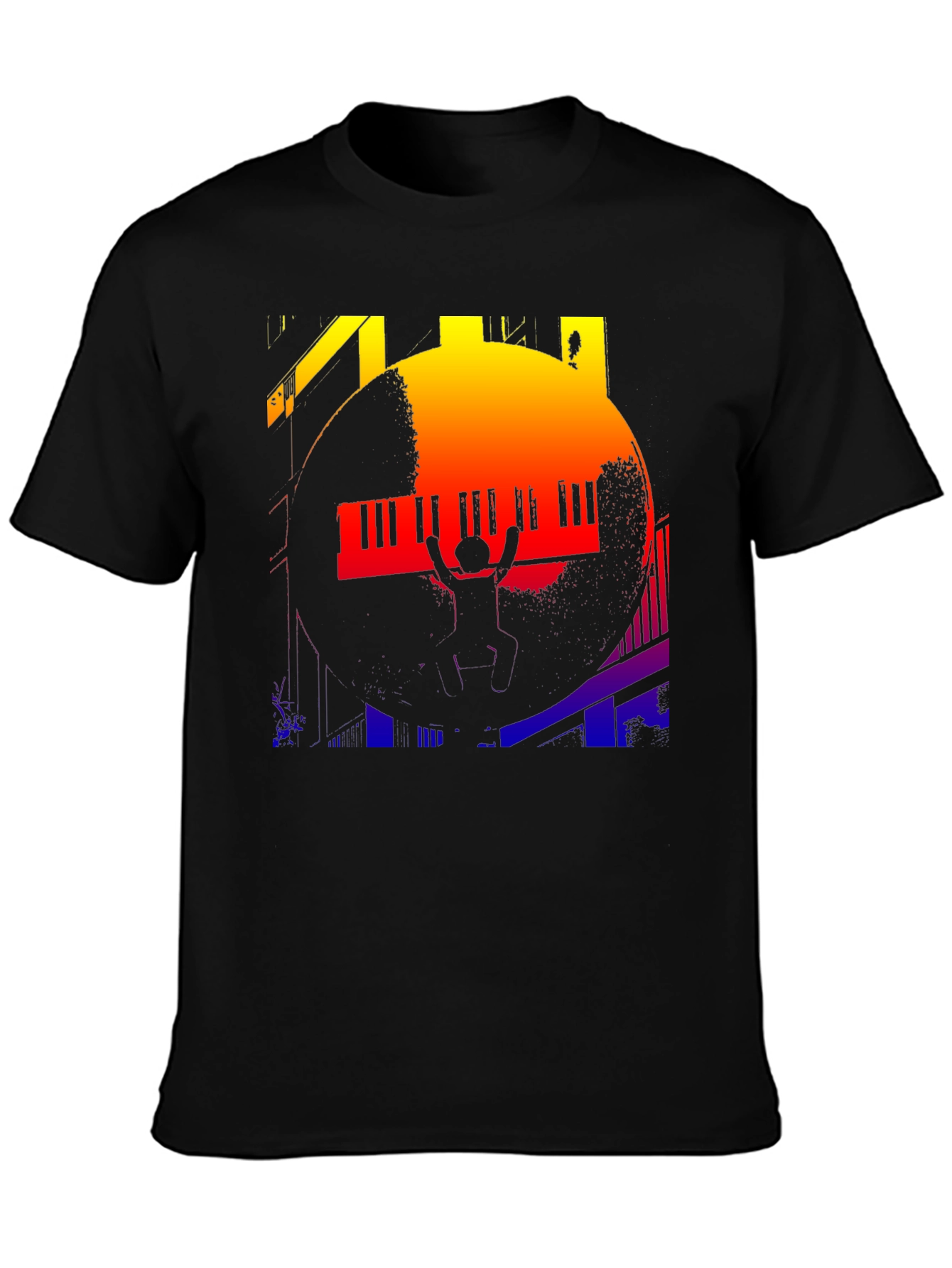 Piano Silhouette Graphic Tee - Black