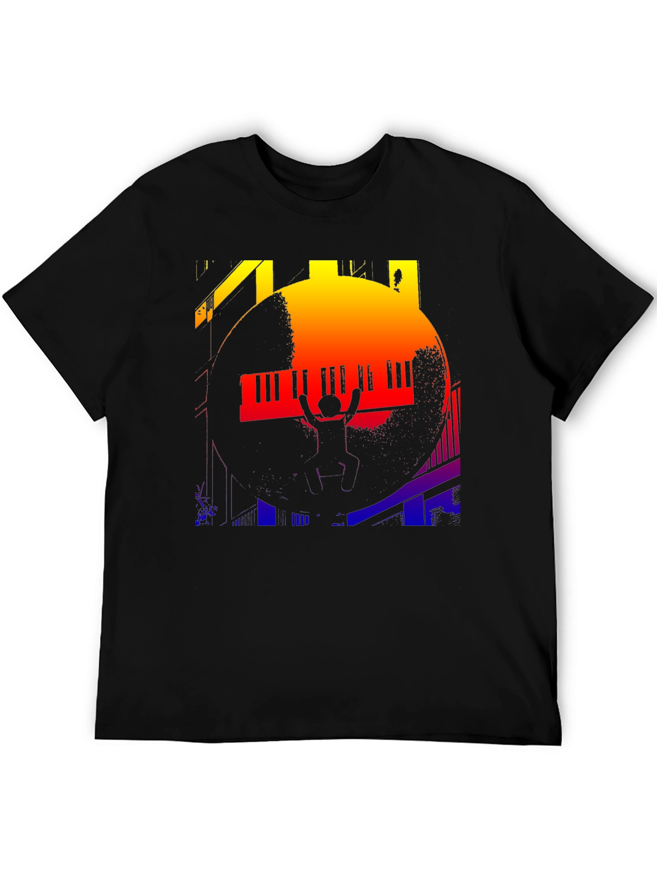 Piano Silhouette Graphic Tee - Black