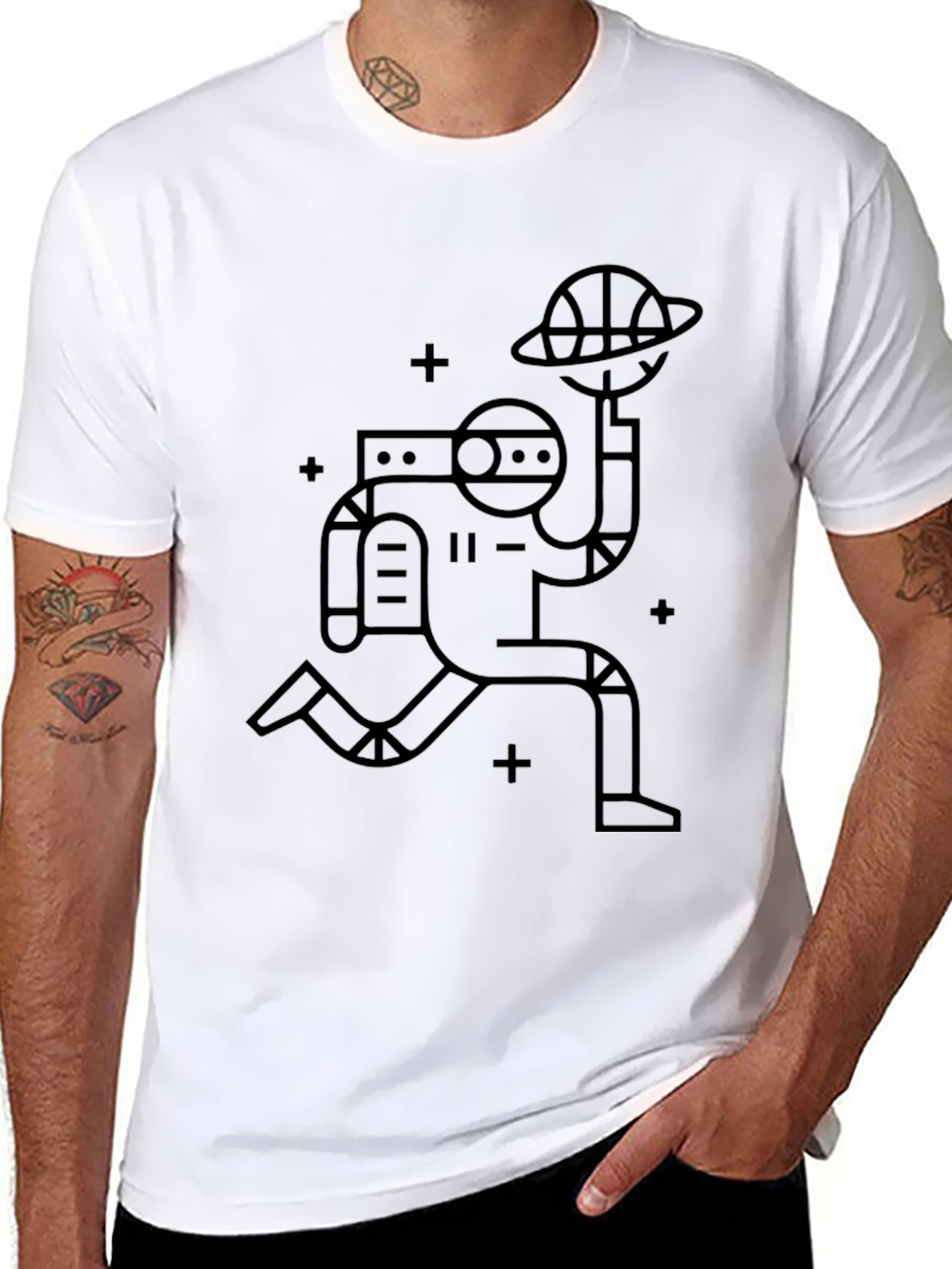 Astronaut Dunk Black T-Shirt - Space Basketball Tee
