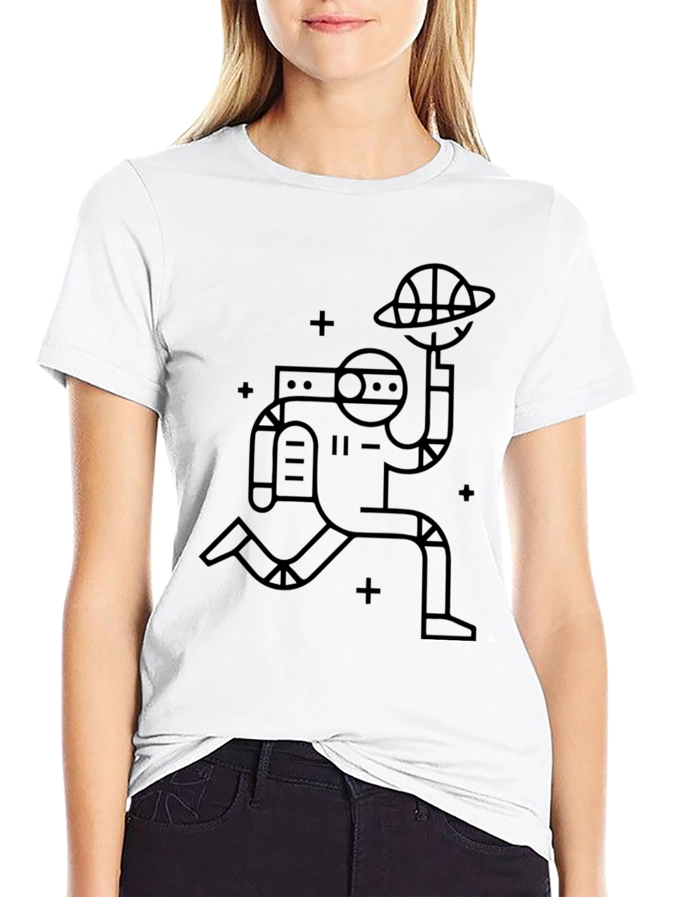 Astronaut Dunk Black T-Shirt - Space Basketball Tee