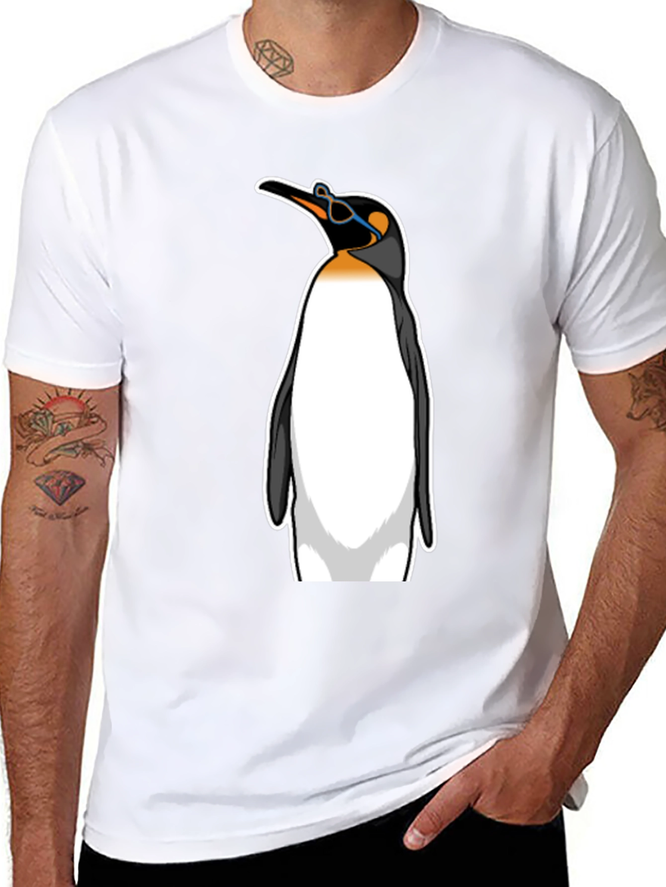 Cool Penguin Graphic Tee - Black Cotton T-Shirt