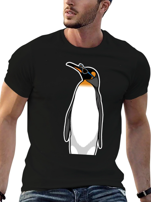 Cool Penguin Graphic Tee - Black Cotton T-Shirt