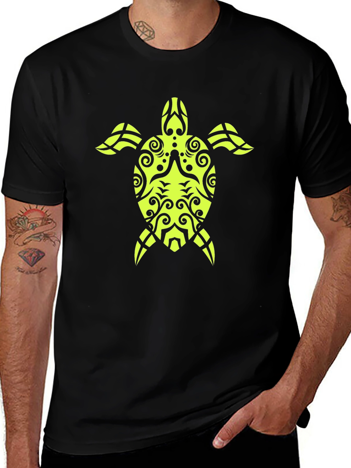 Tribal Turtle Black T-Shirt