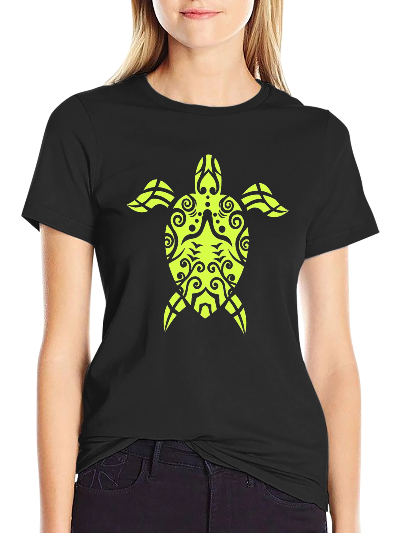 Tribal Turtle Black T-Shirt
