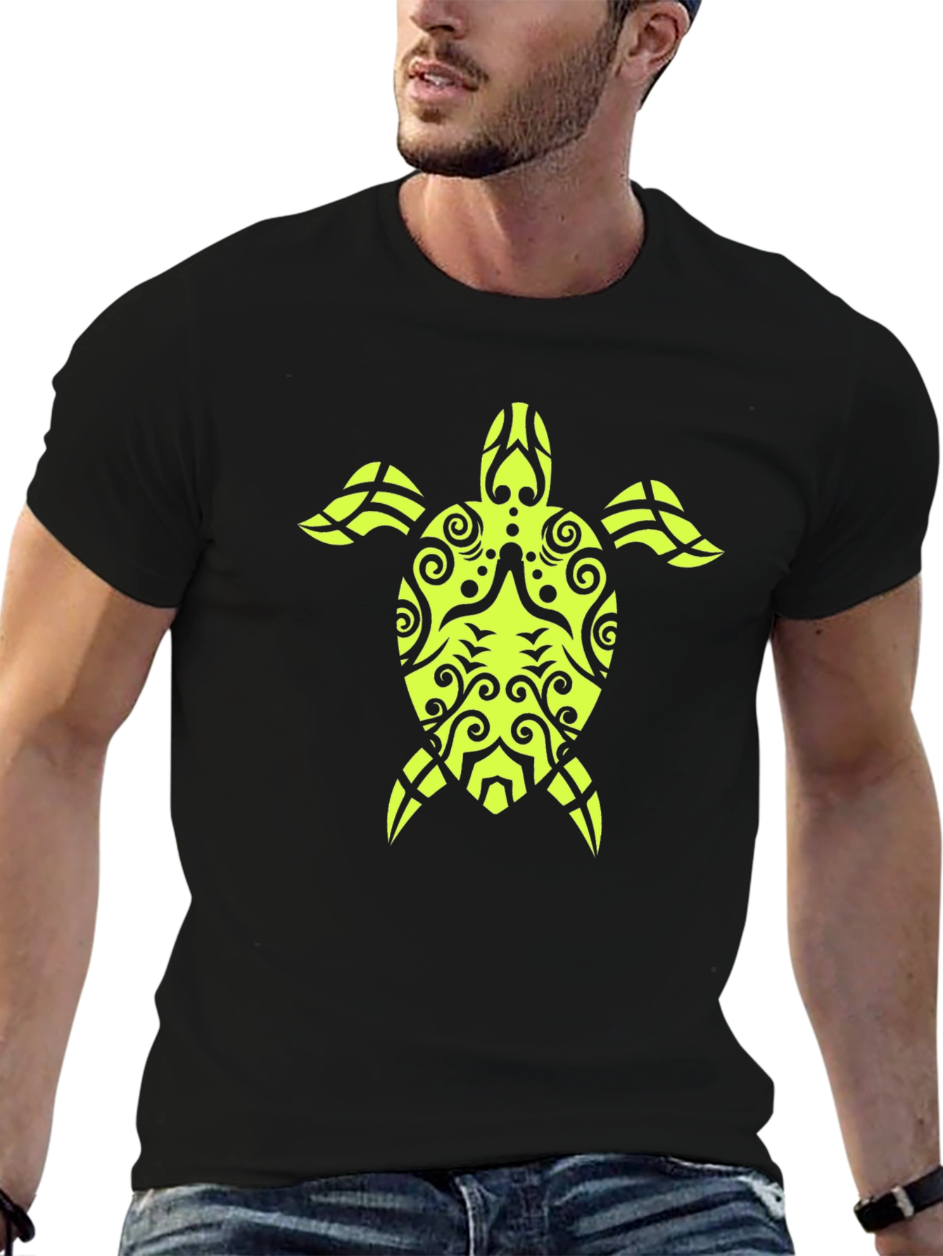 Tribal Turtle Black T-Shirt