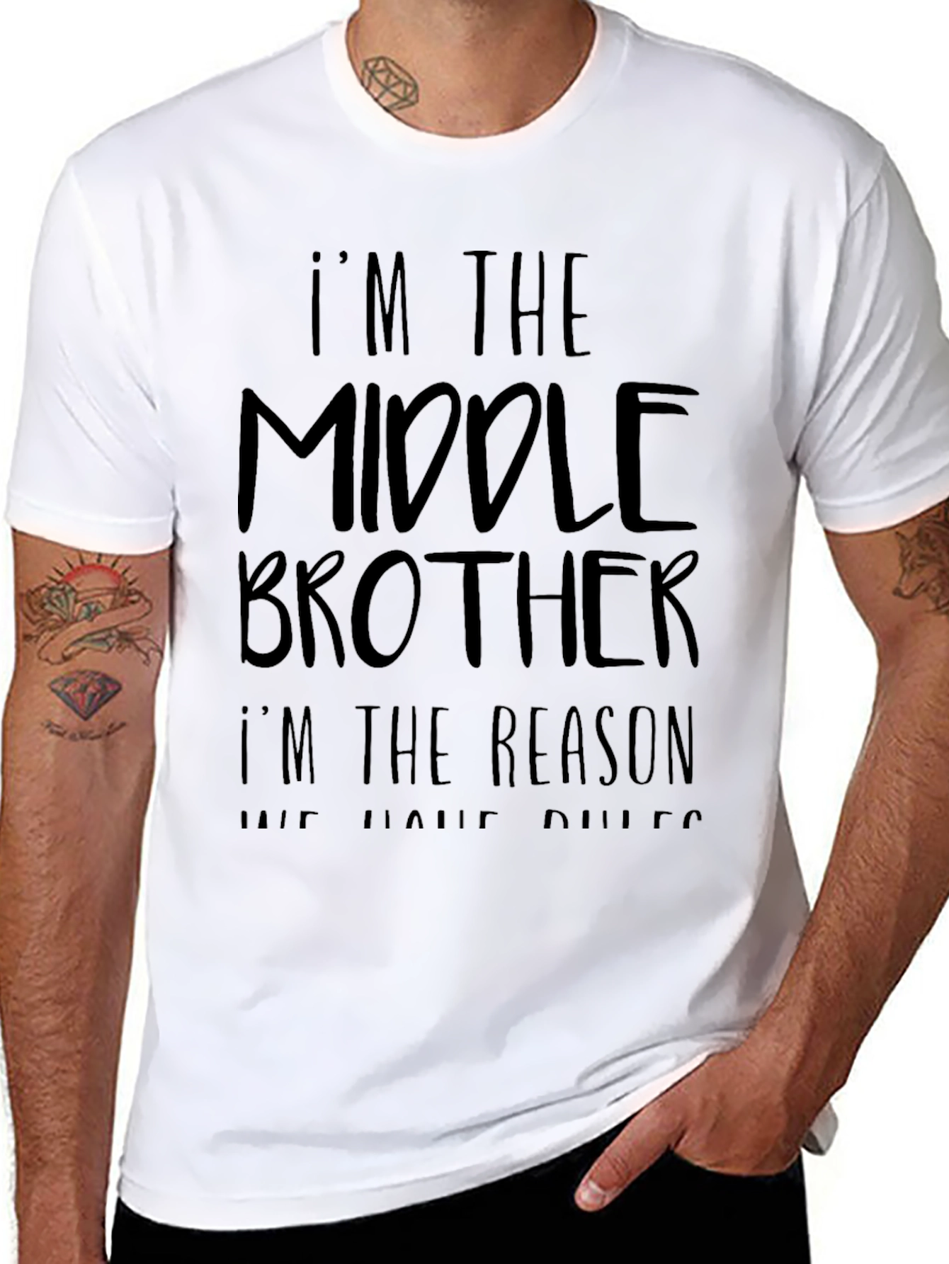 Im the Middle Brother Mens Black T-Shirt