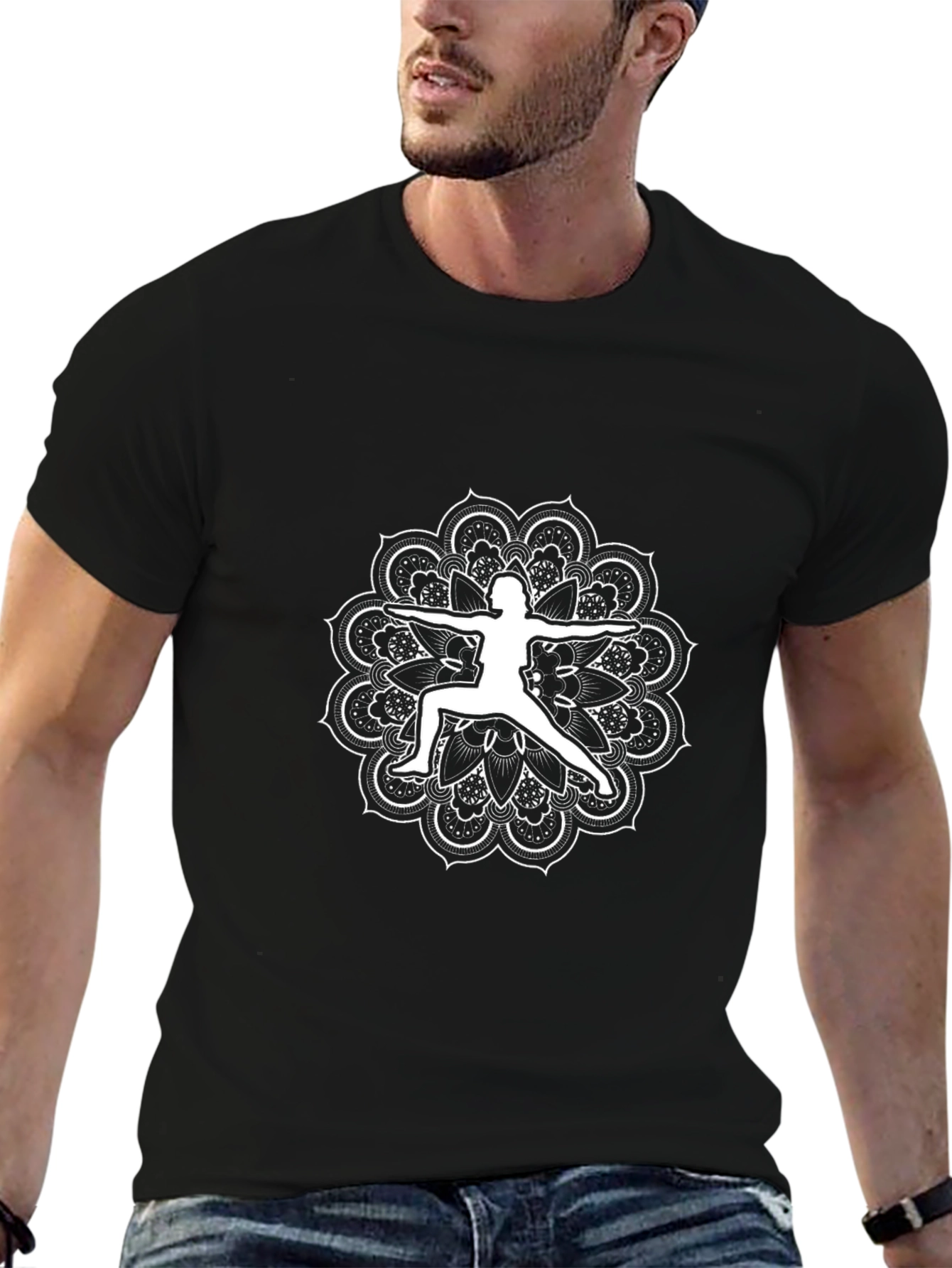 Yoga Mandala Black T-Shirt - Mens Style