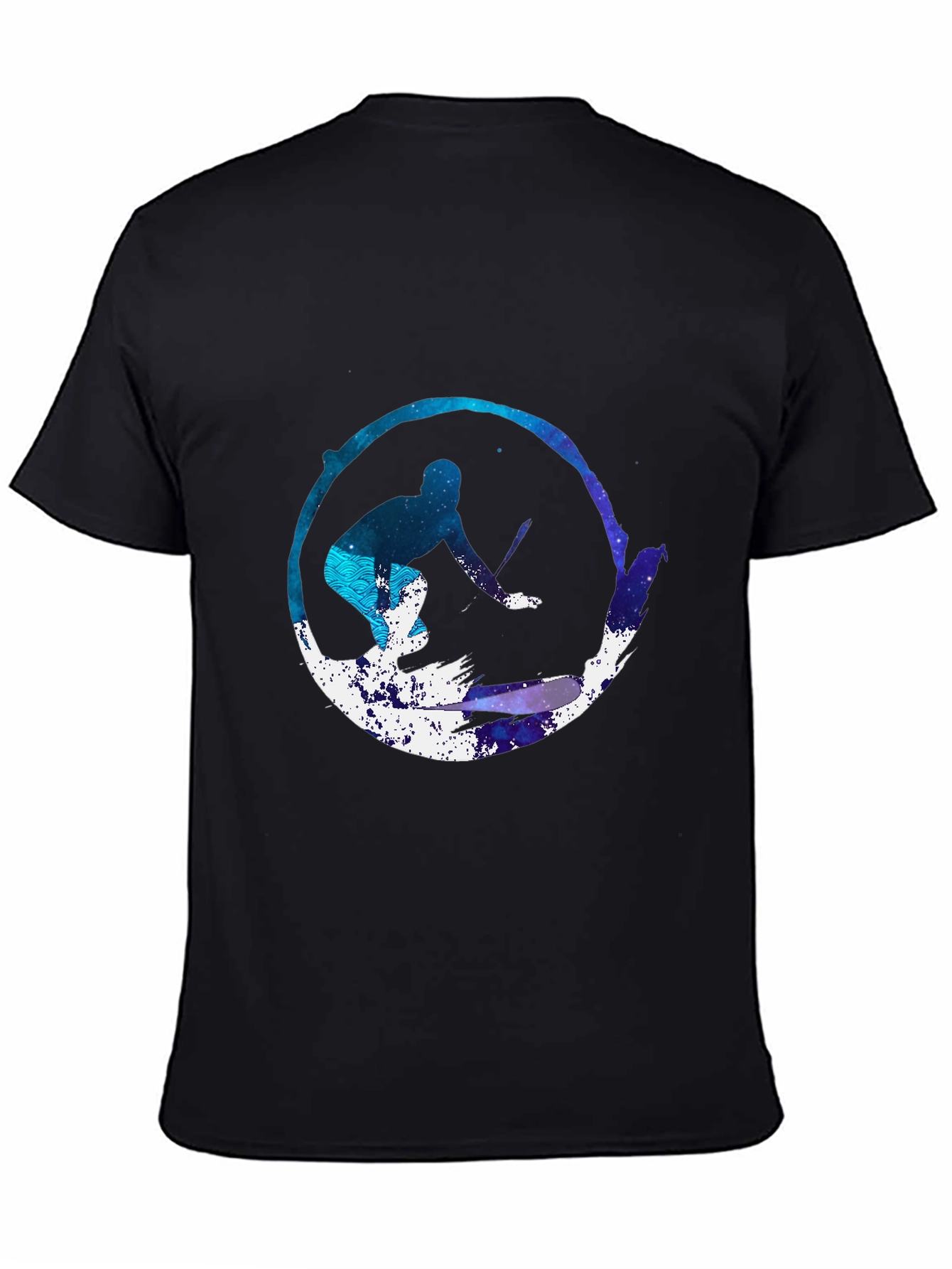 Surfer Galaxy Graphic Tee - Black