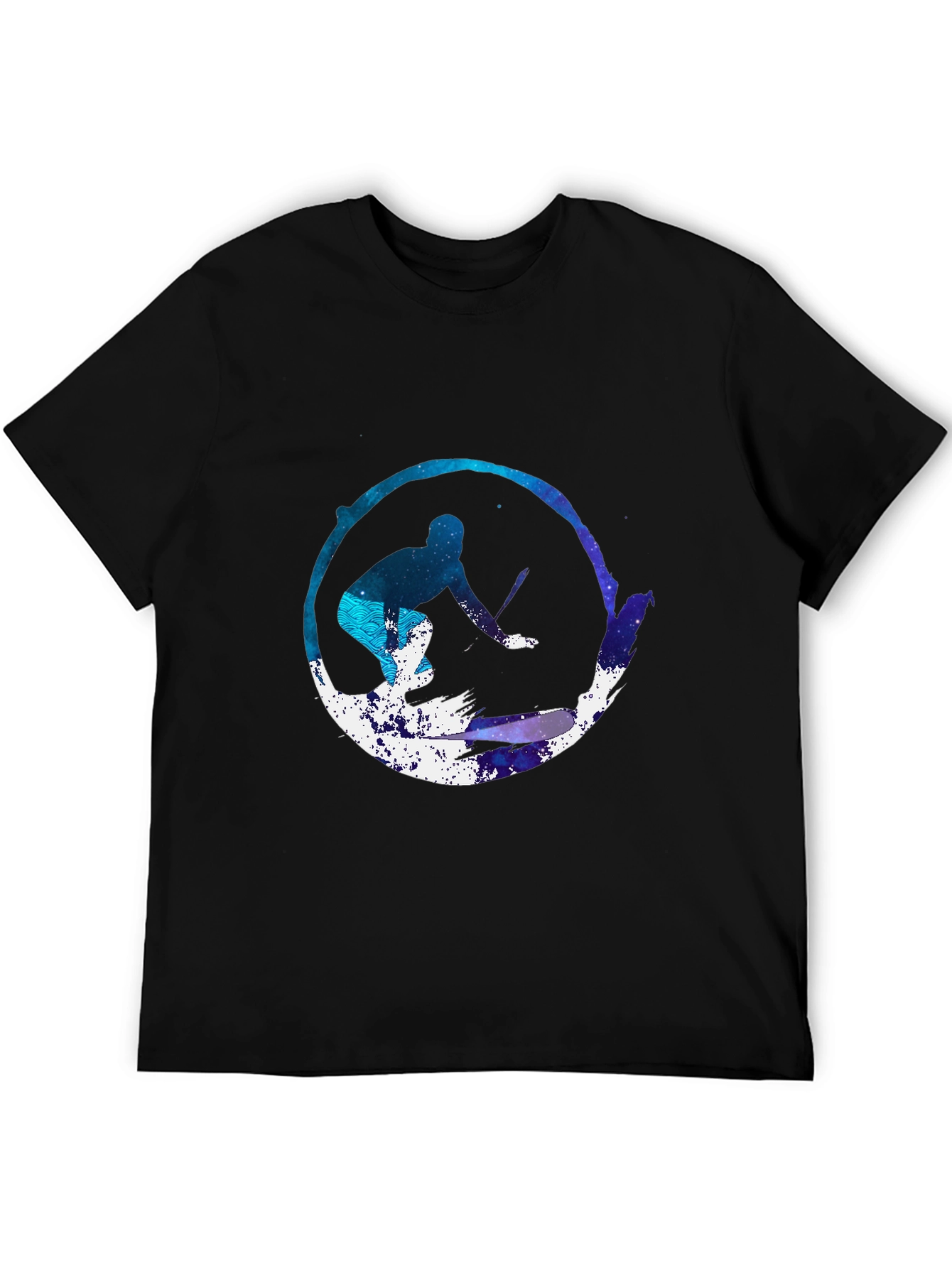 Surfer Galaxy Graphic Tee - Black
