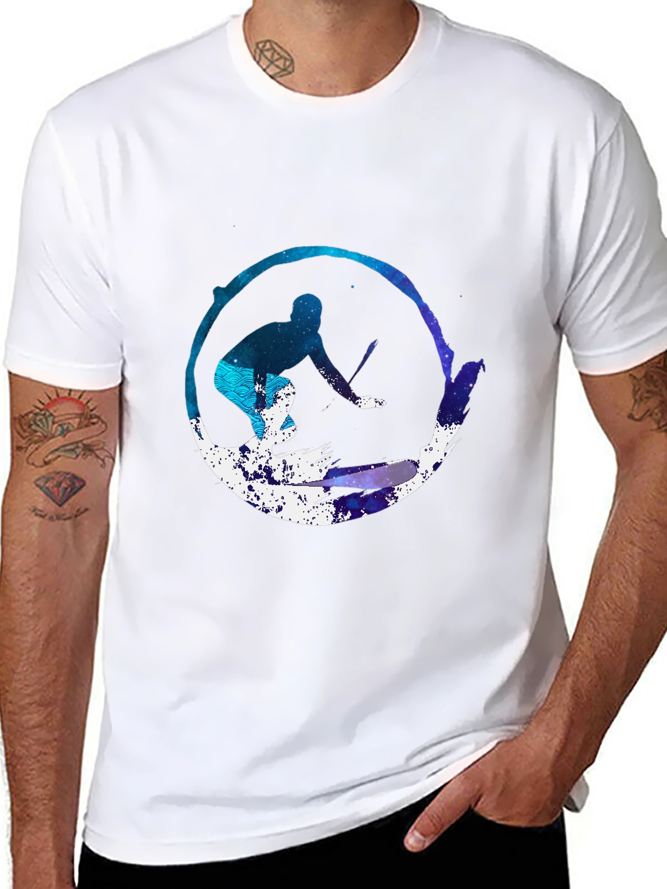 Surfer Galaxy Graphic Tee - Black