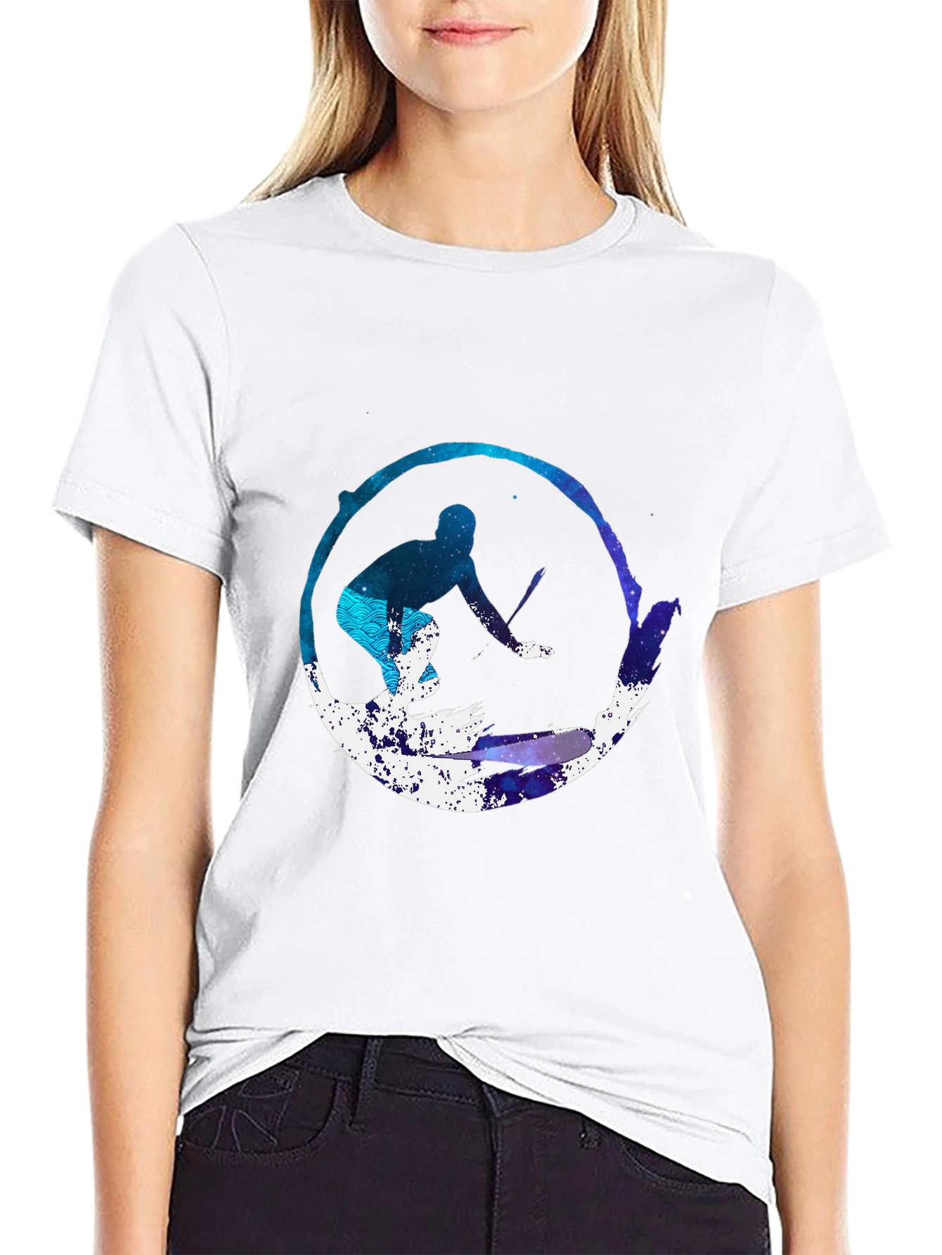 Surfer Galaxy Graphic Tee - Black