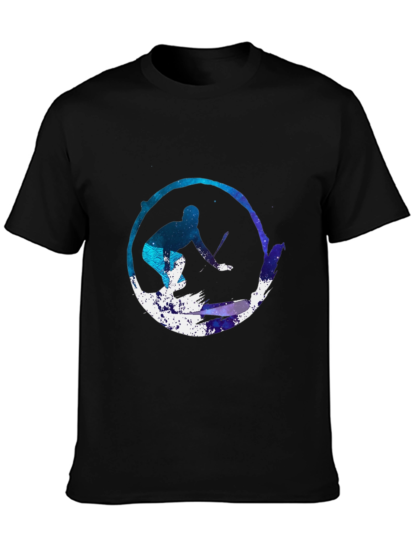 Surfer Galaxy Graphic Tee - Black