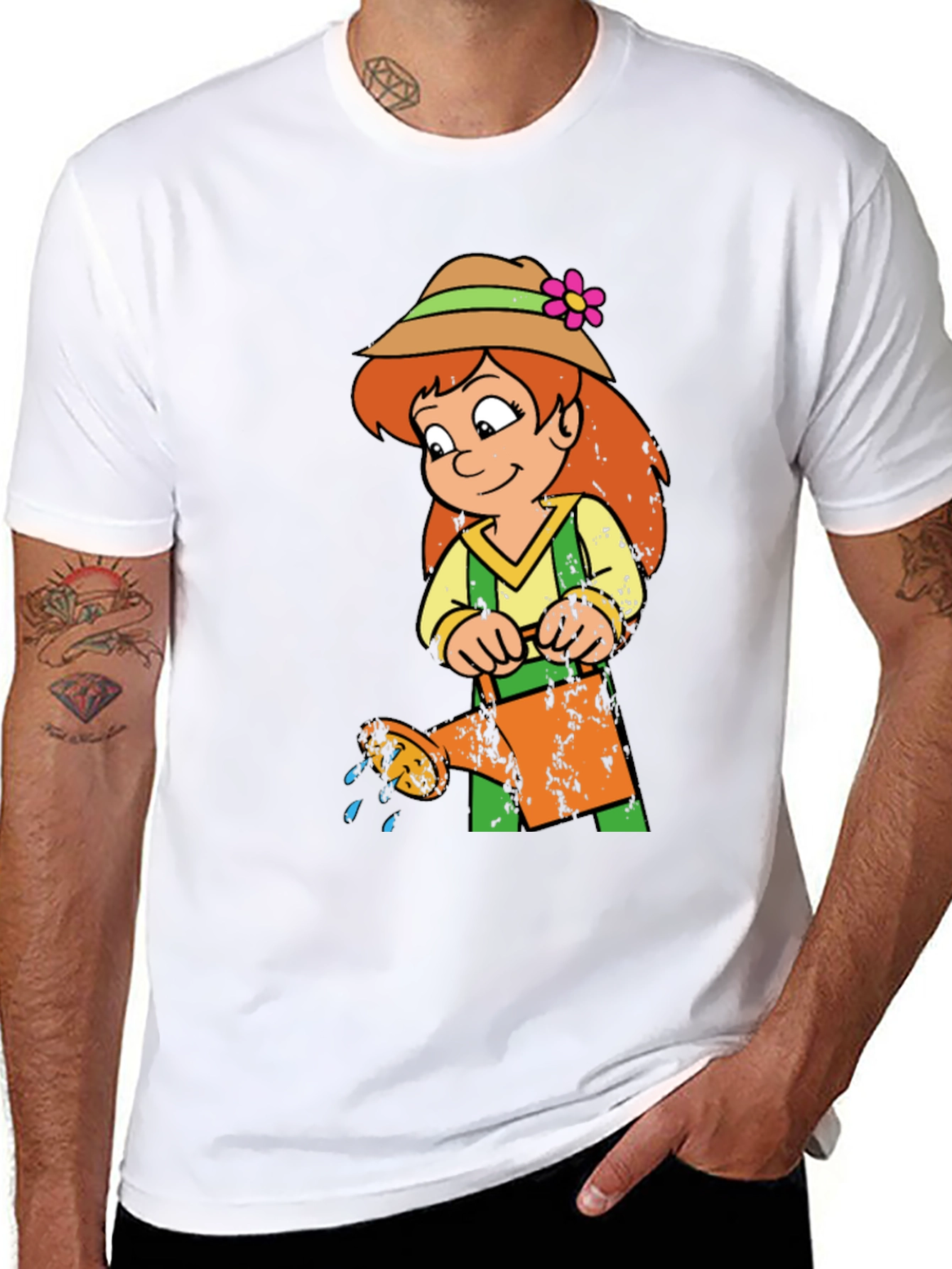 Cartoon Gardener Graphic T-Shirt