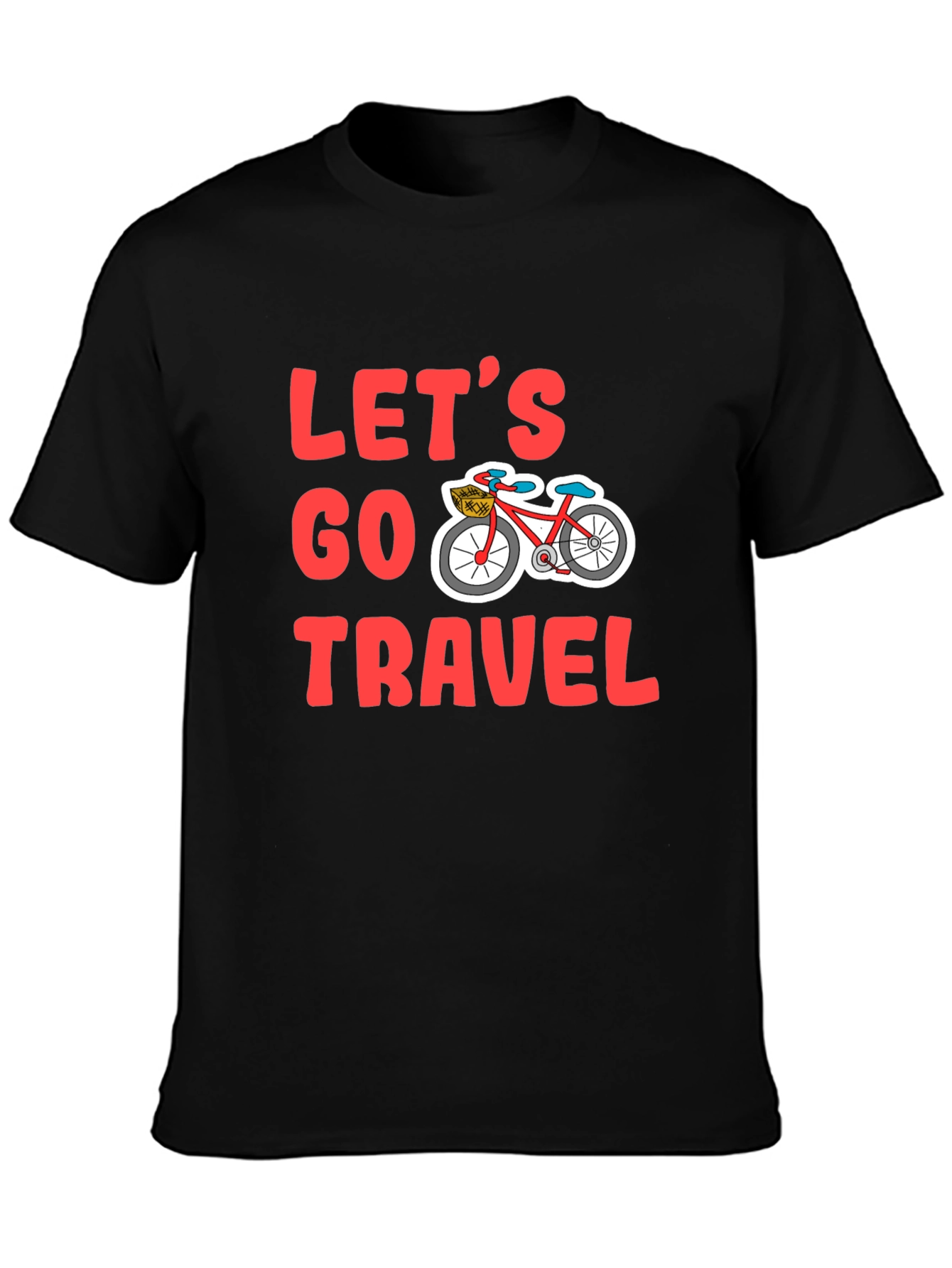 Lets Go Travel Bicycle Graphic Tee - Black