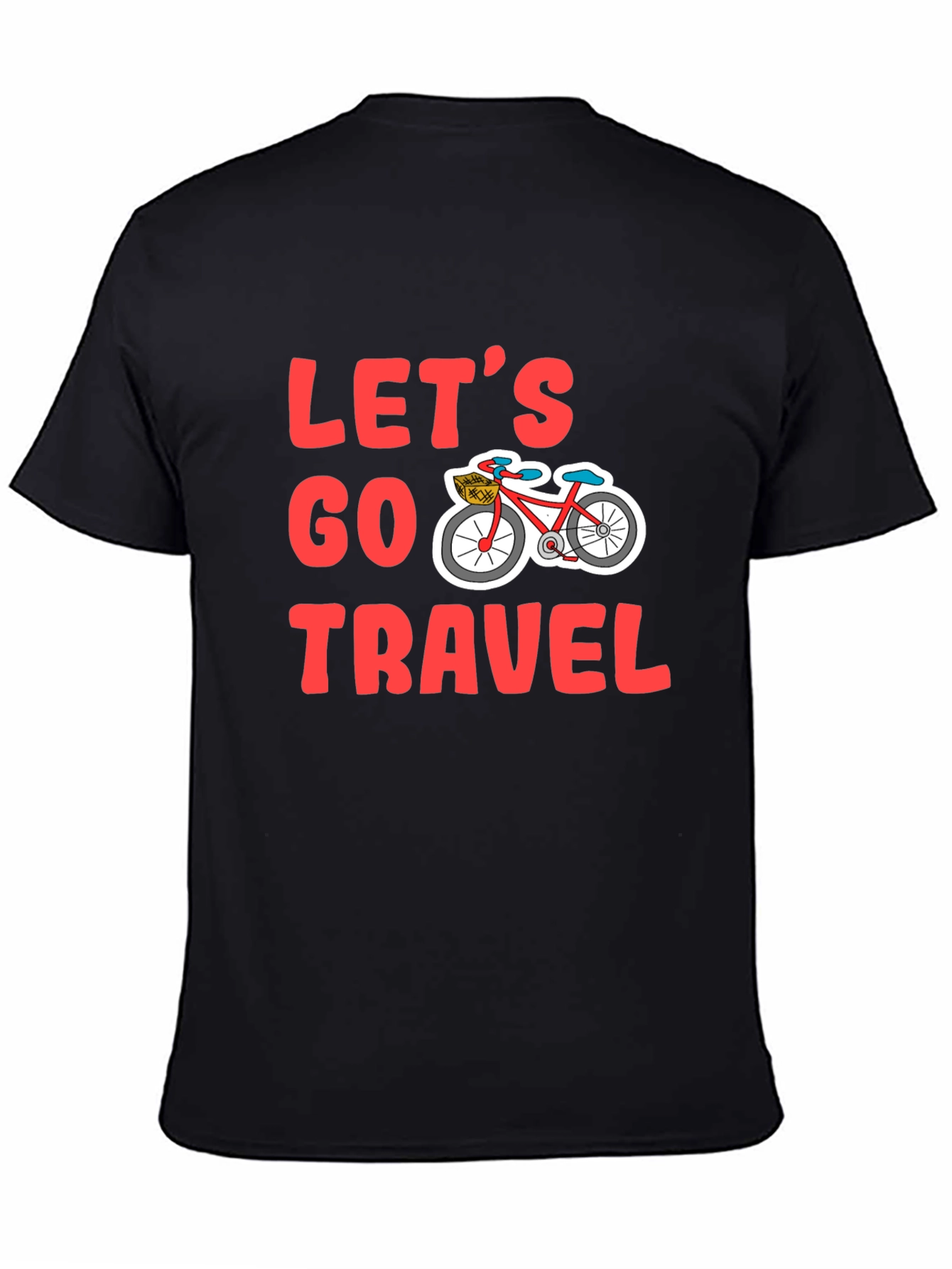 Lets Go Travel Bicycle Graphic Tee - Black