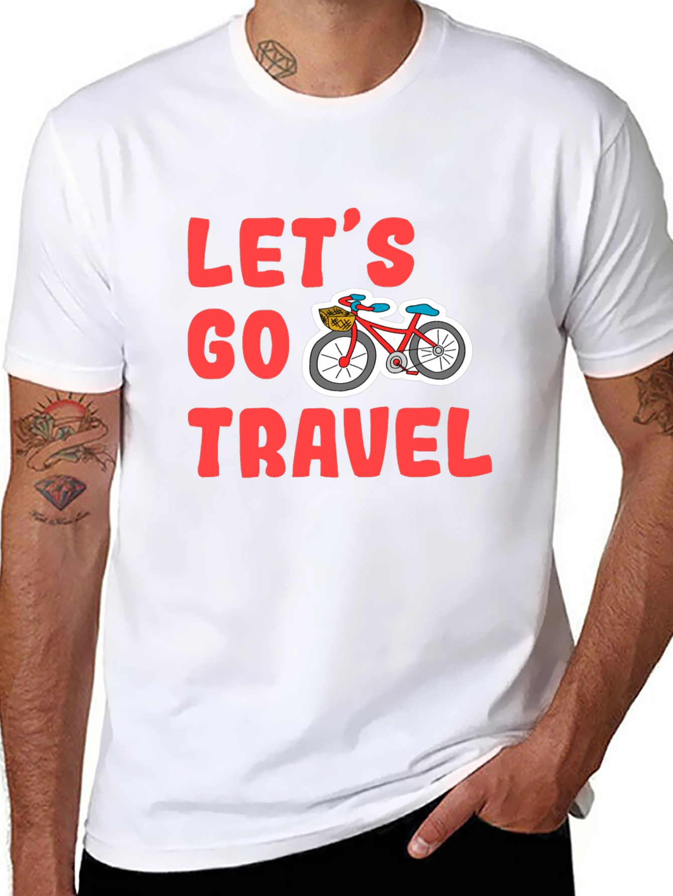 Lets Go Travel Bicycle Graphic Tee - Black