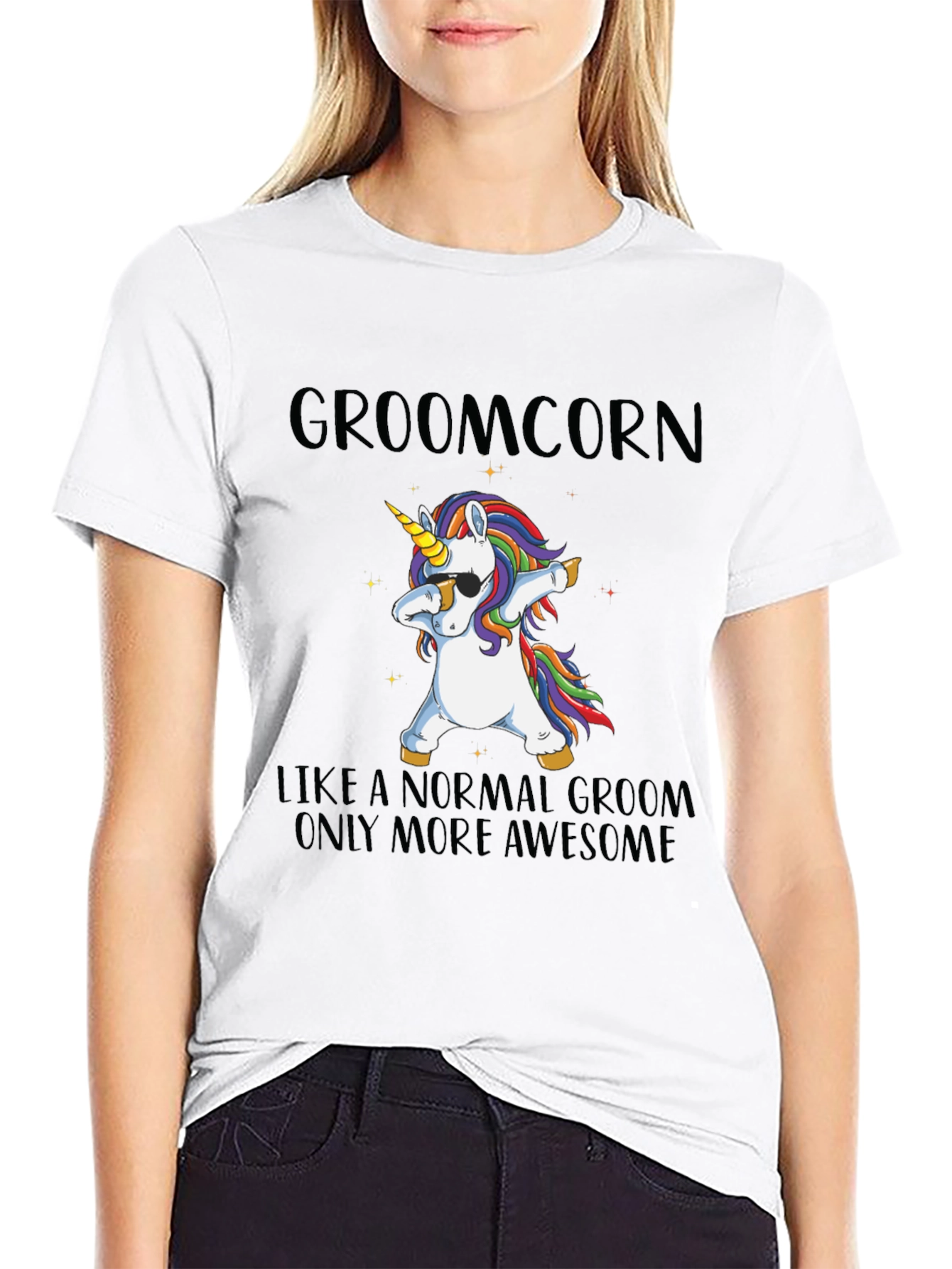 Groomcorn Unicorn Dabbing T-Shirt