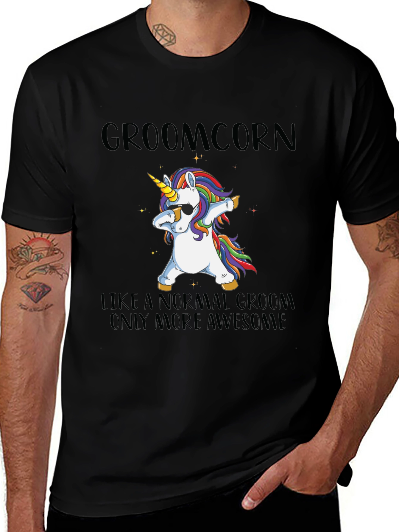 Groomcorn Unicorn Dabbing T-Shirt