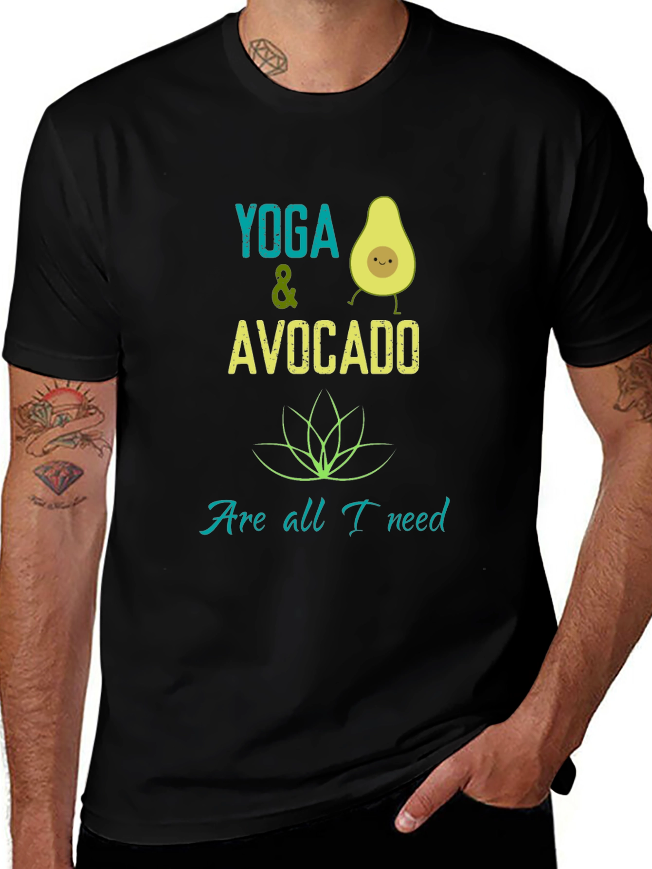 Yoga & Avocado T-Shirt - Trendy Graphic Tee