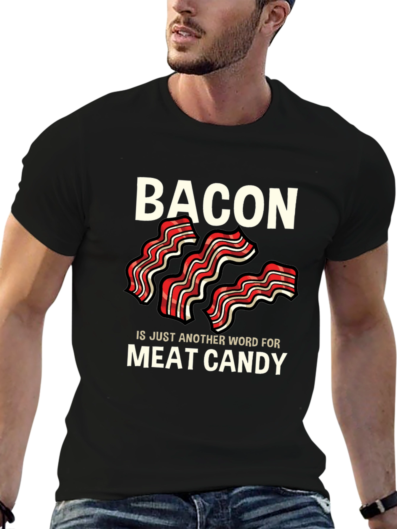 Bacon is Meat Candy Black T-Shirt