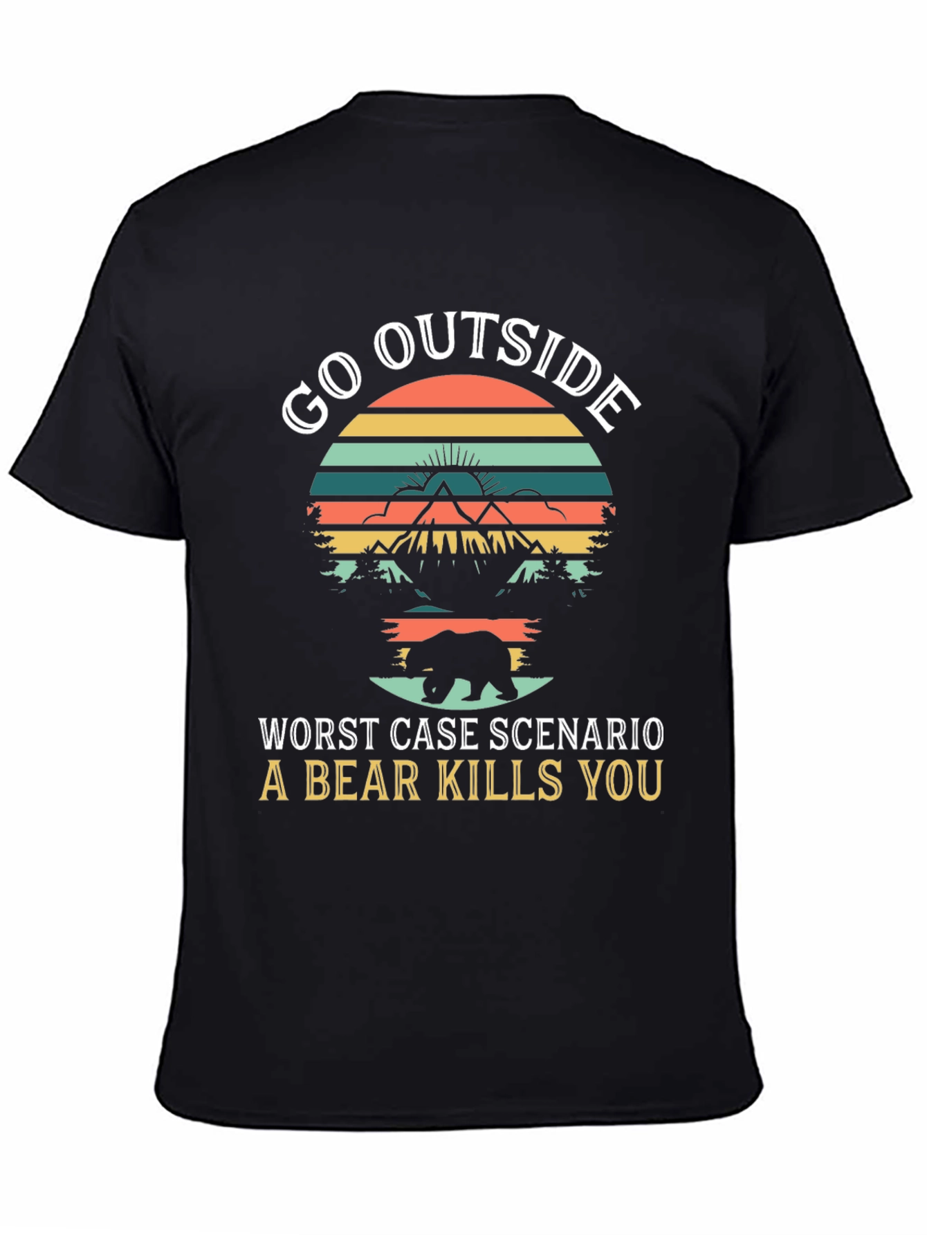 Go Outside Bear Humor Graphic T-Shirt