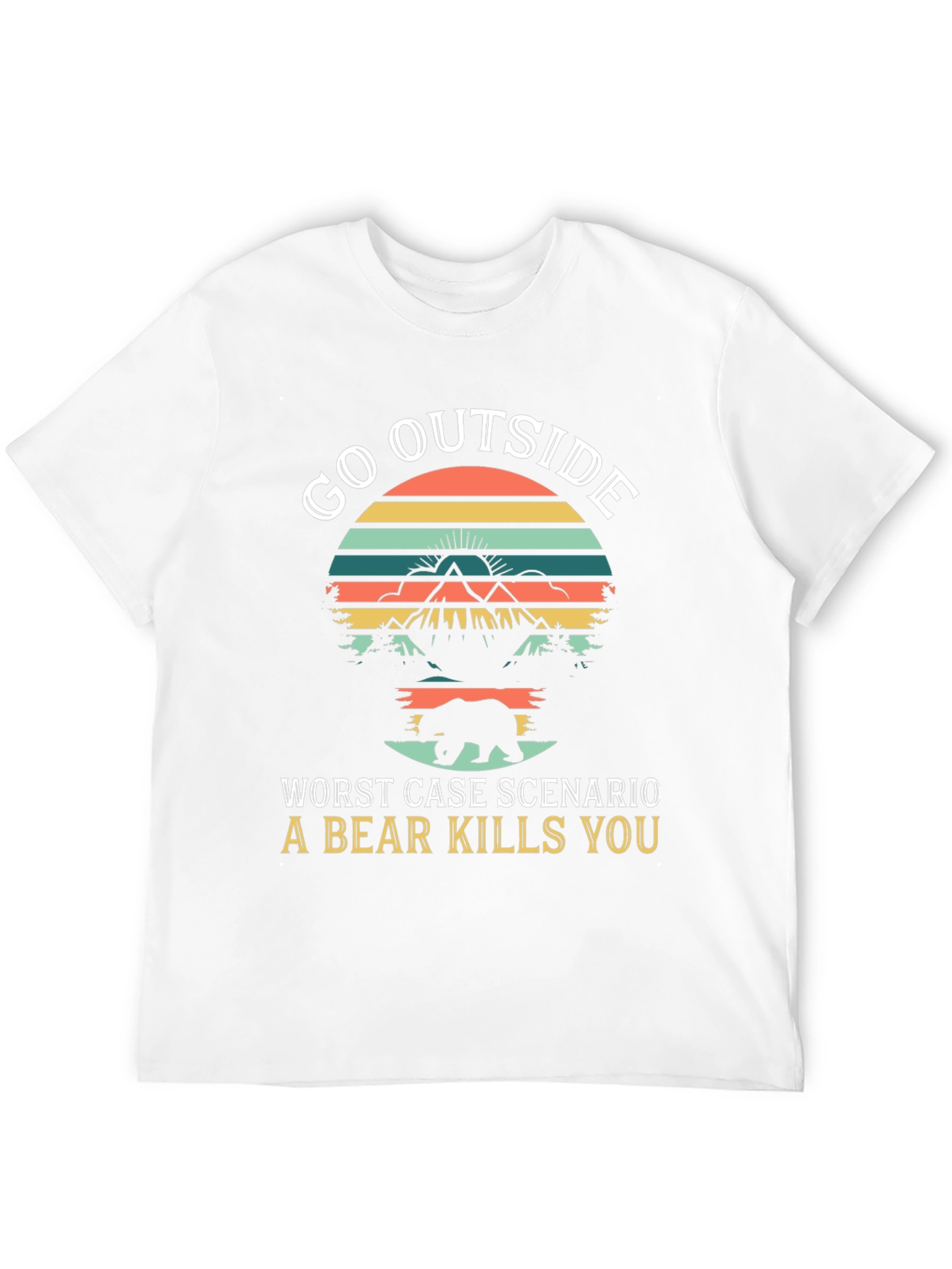 Go Outside Bear Humor Graphic T-Shirt