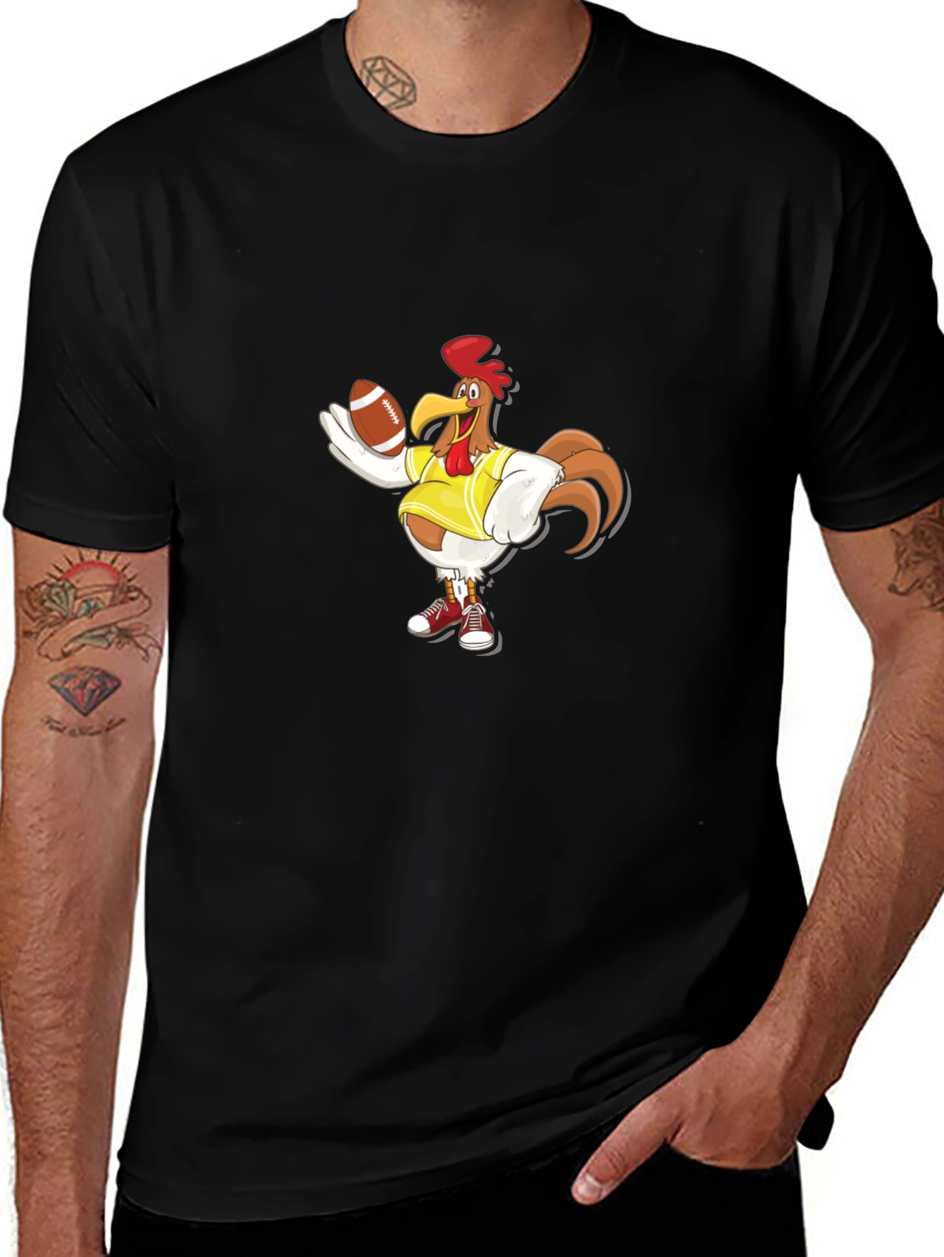 Rooster Football T-Shirt - Black