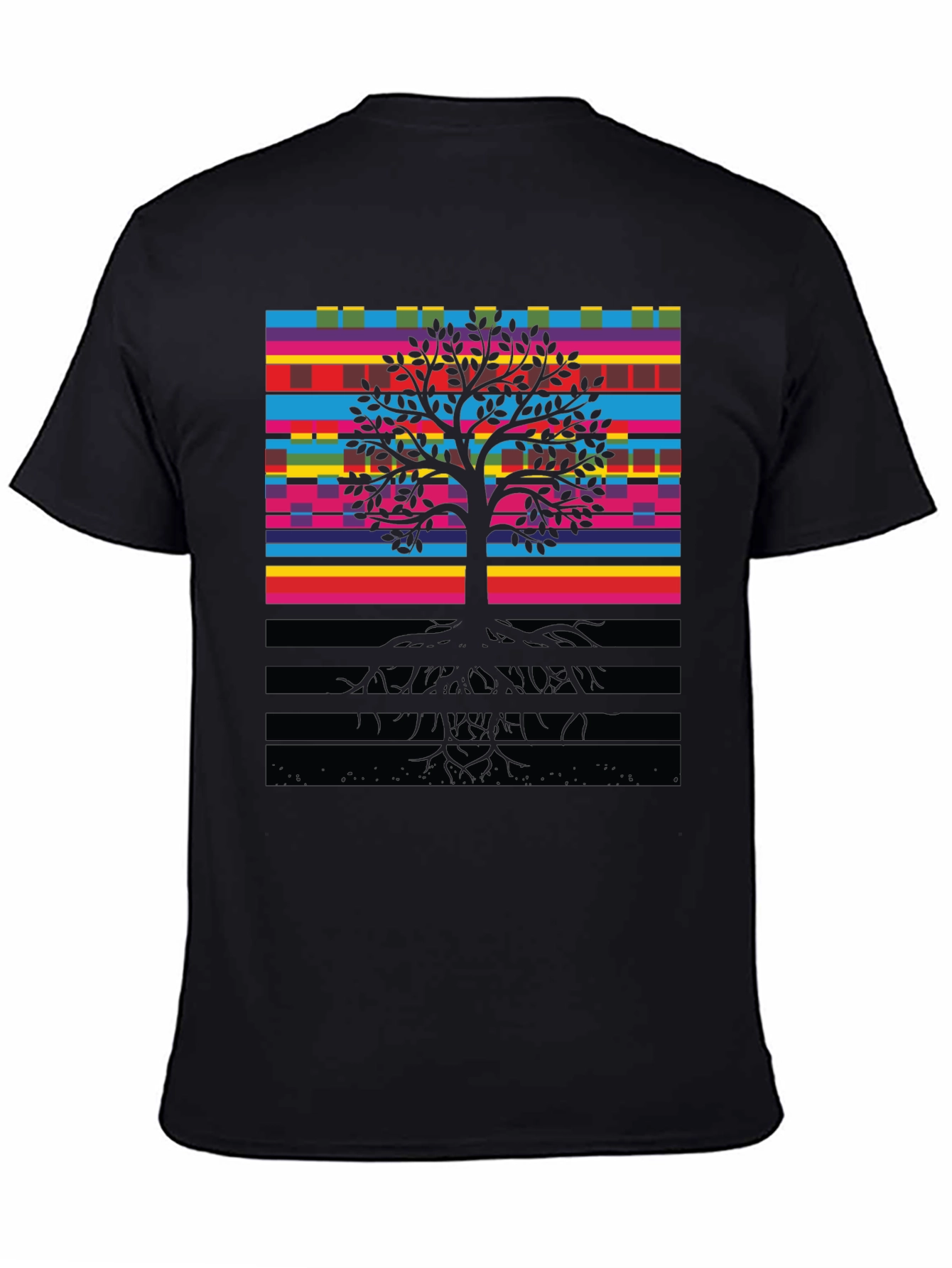 Vibrant Tree of Life Graphic Tee - Black