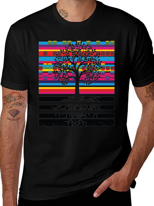 Vibrant Tree of Life Graphic Tee - Black