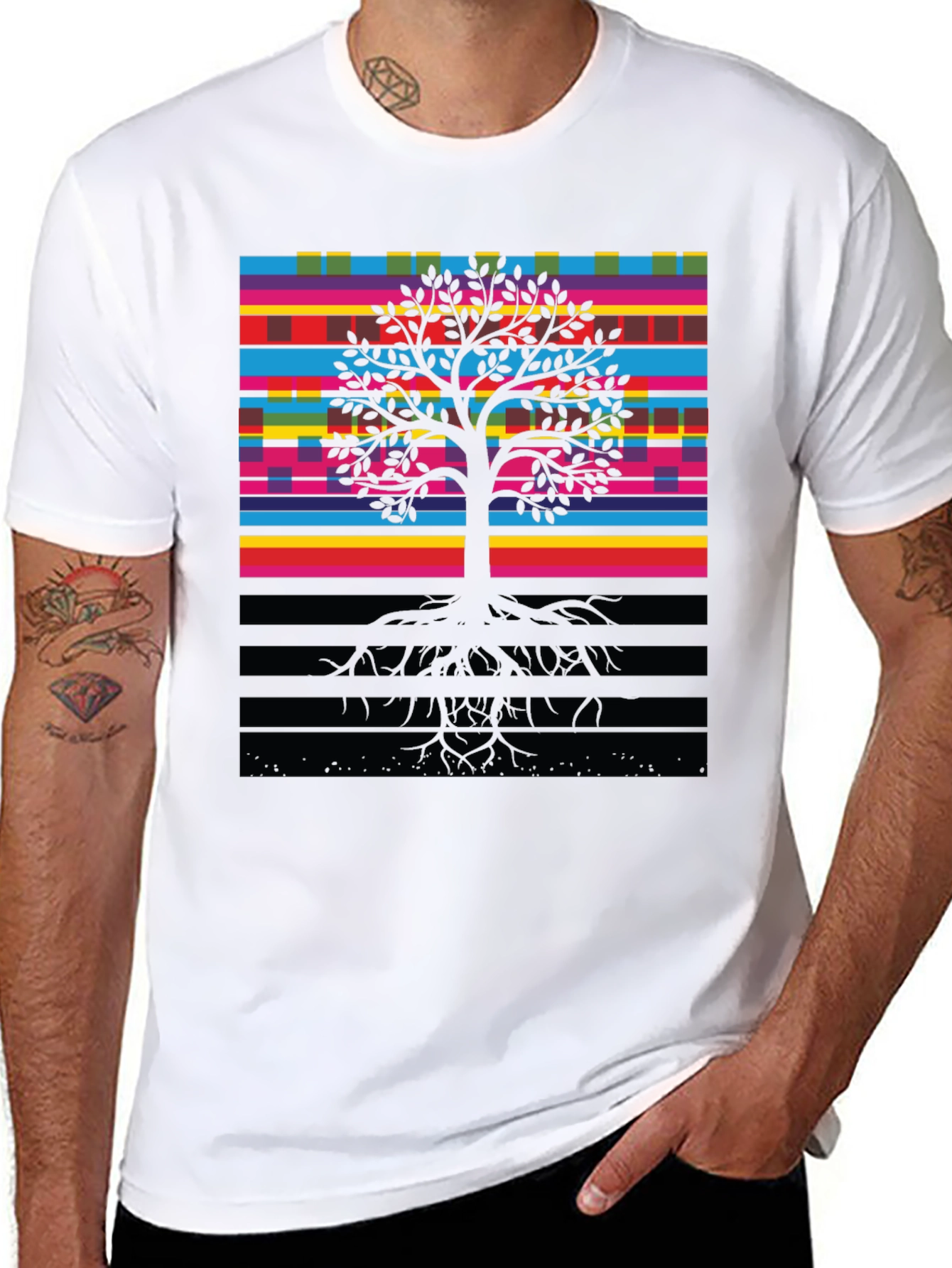Vibrant Tree of Life Graphic Tee - Black