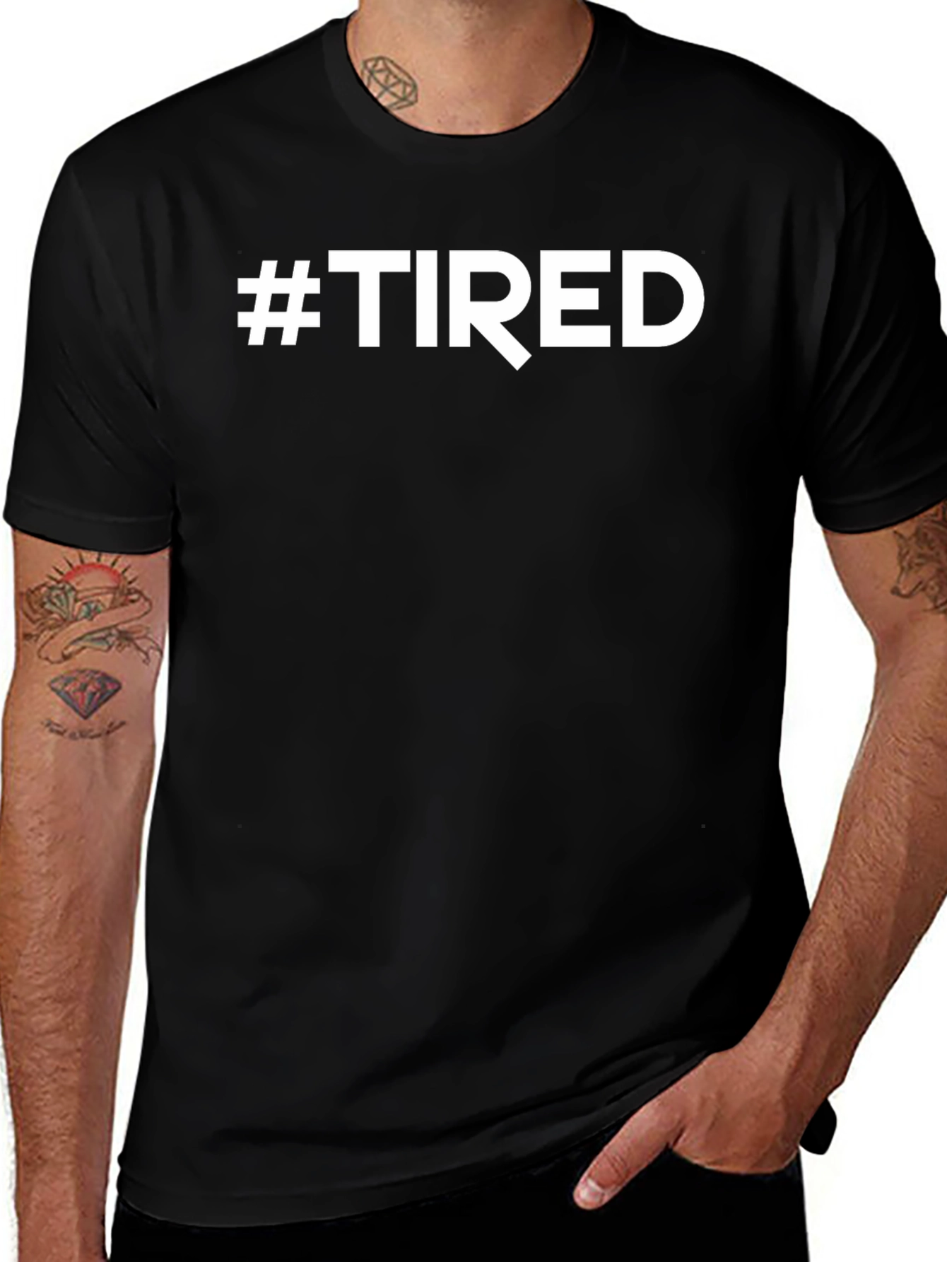 #TIRED Black Graphic Tee - Comfortable Casual Wear