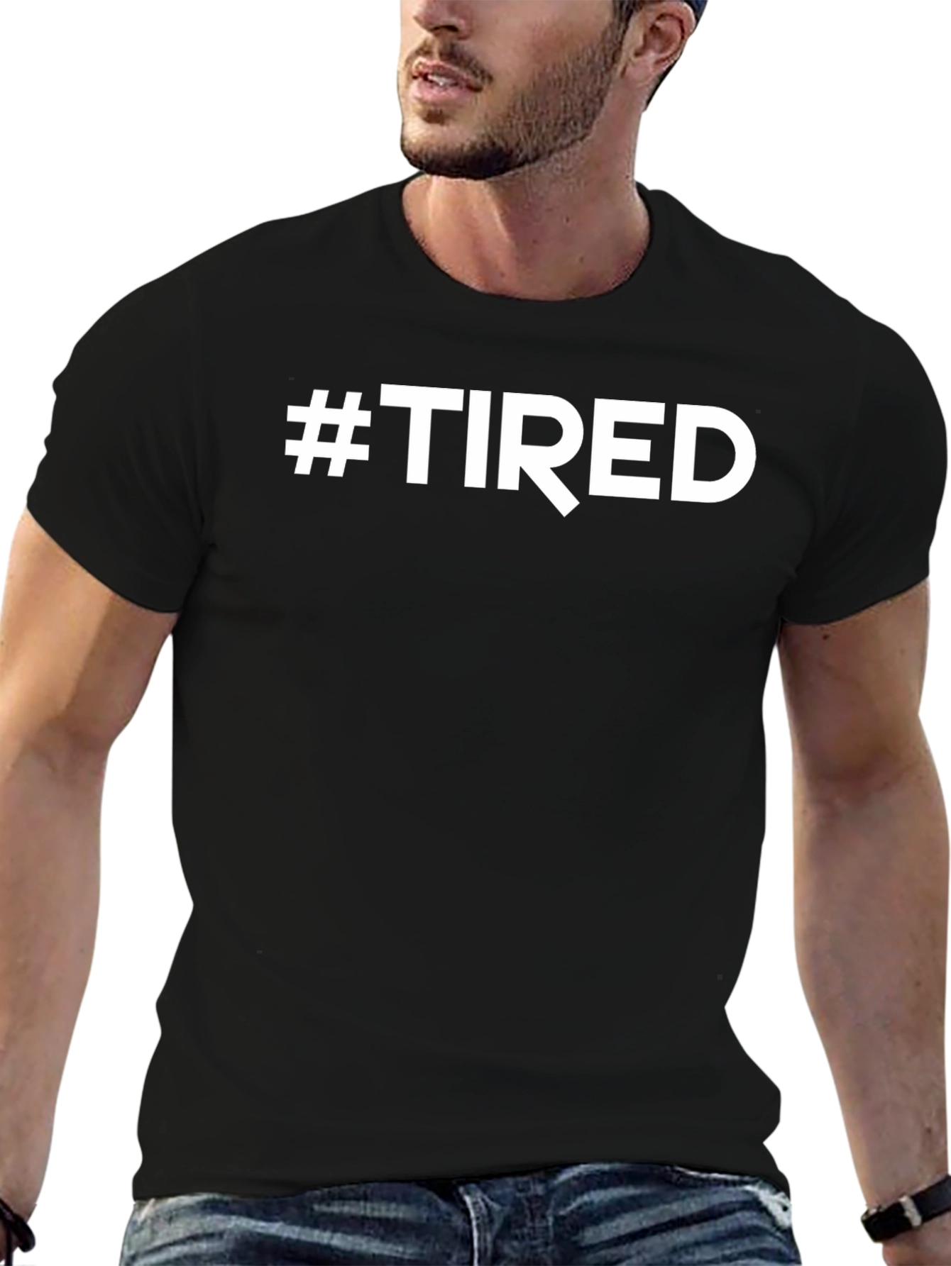 #TIRED Black Graphic Tee - Comfortable Casual Wear
