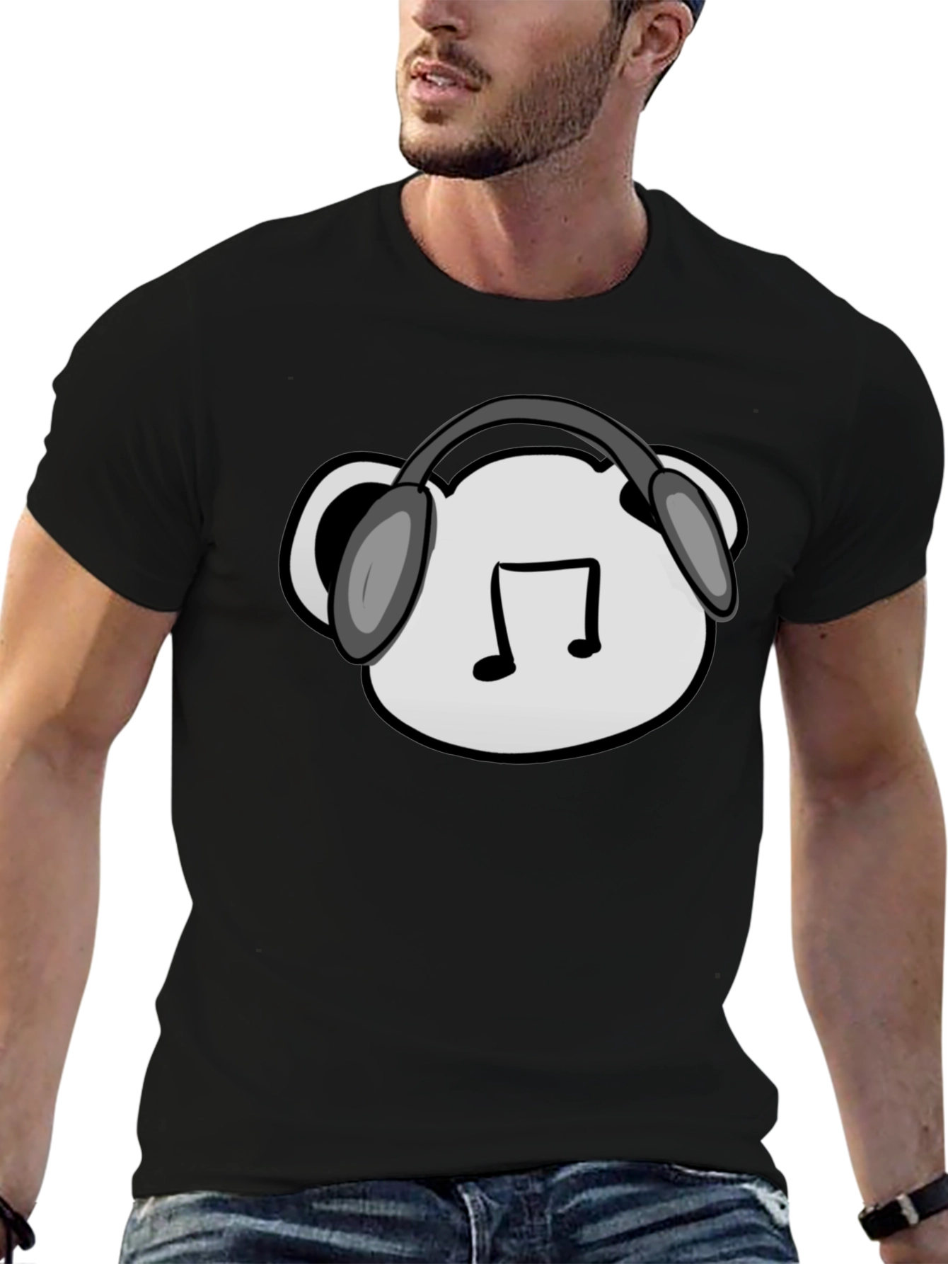 Music Lovers Black Tee with Graphic Design