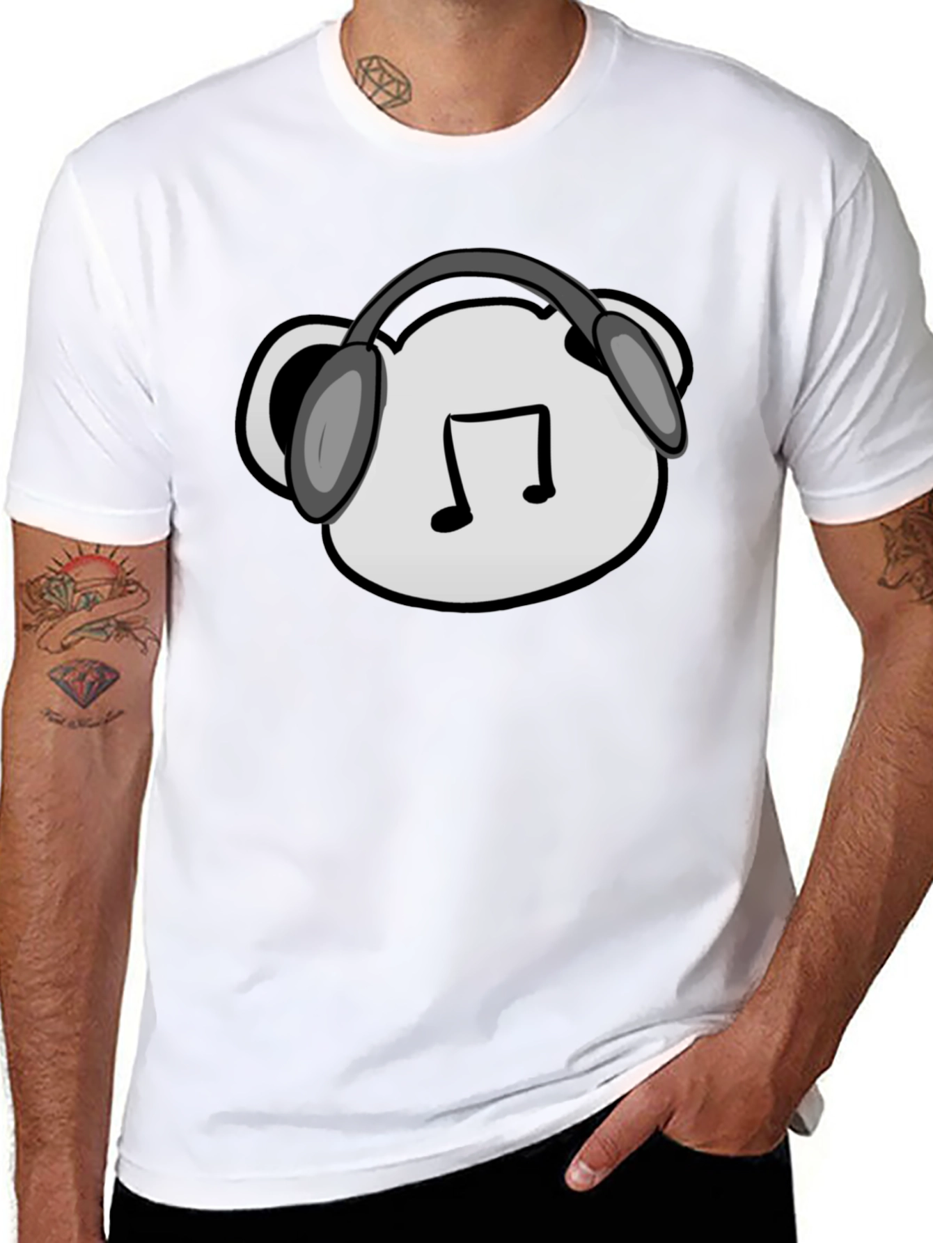Music Lovers Black Tee with Graphic Design