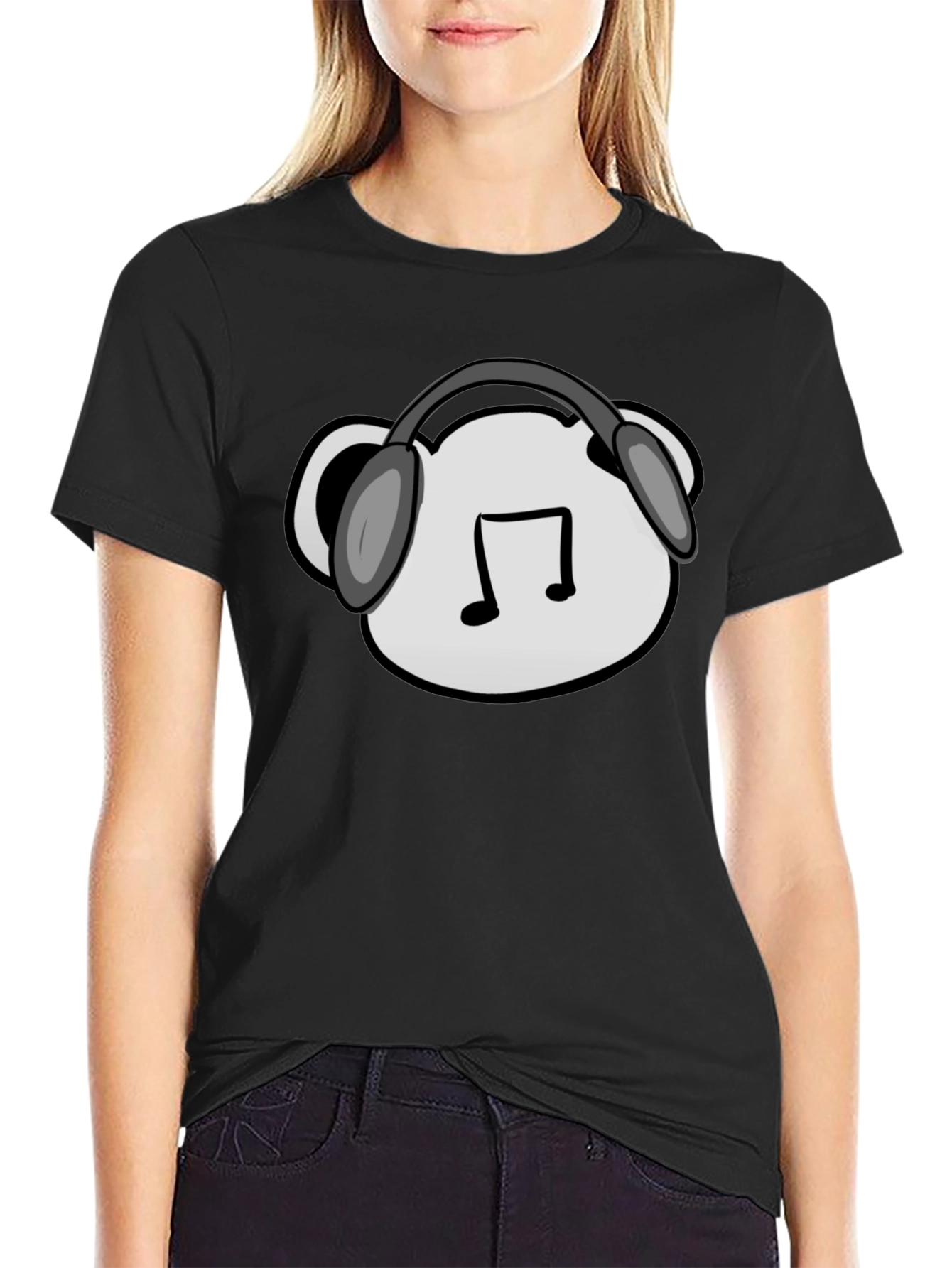 Music Lovers Black Tee with Graphic Design