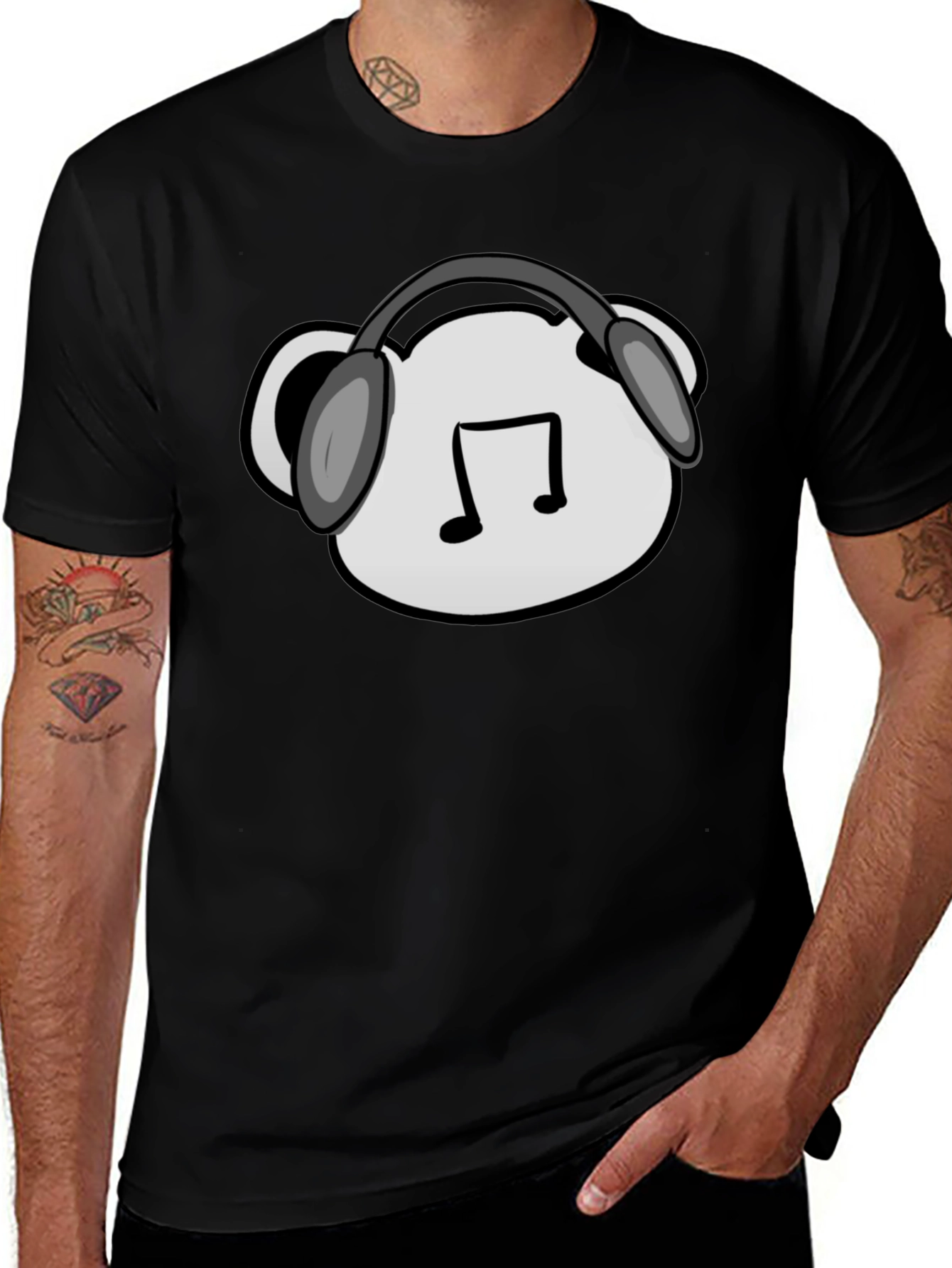 Music Lovers Black Tee with Graphic Design