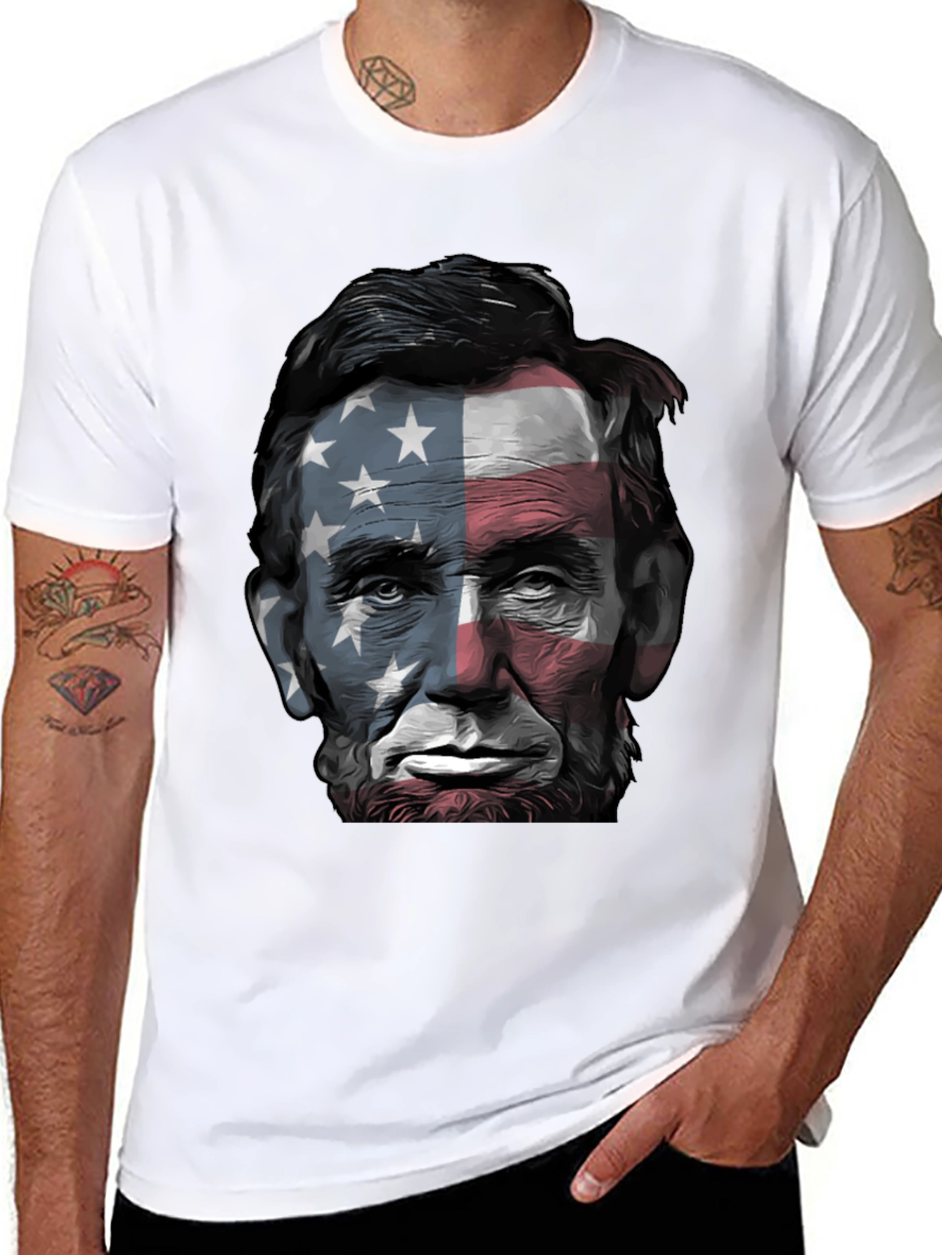 Lincoln USA Flag Graphic Tee - Patriotic Style