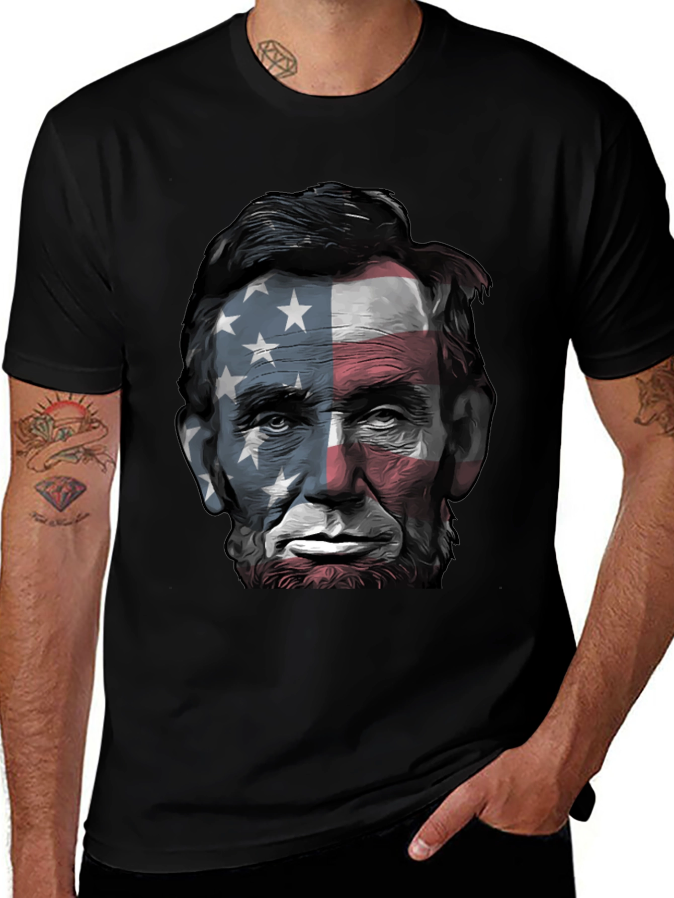 Lincoln USA Flag Graphic Tee - Patriotic Style