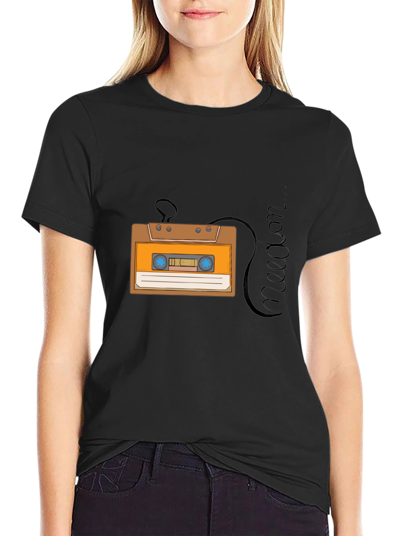 Retro Cassette Tape Graphic T-Shirt - Black