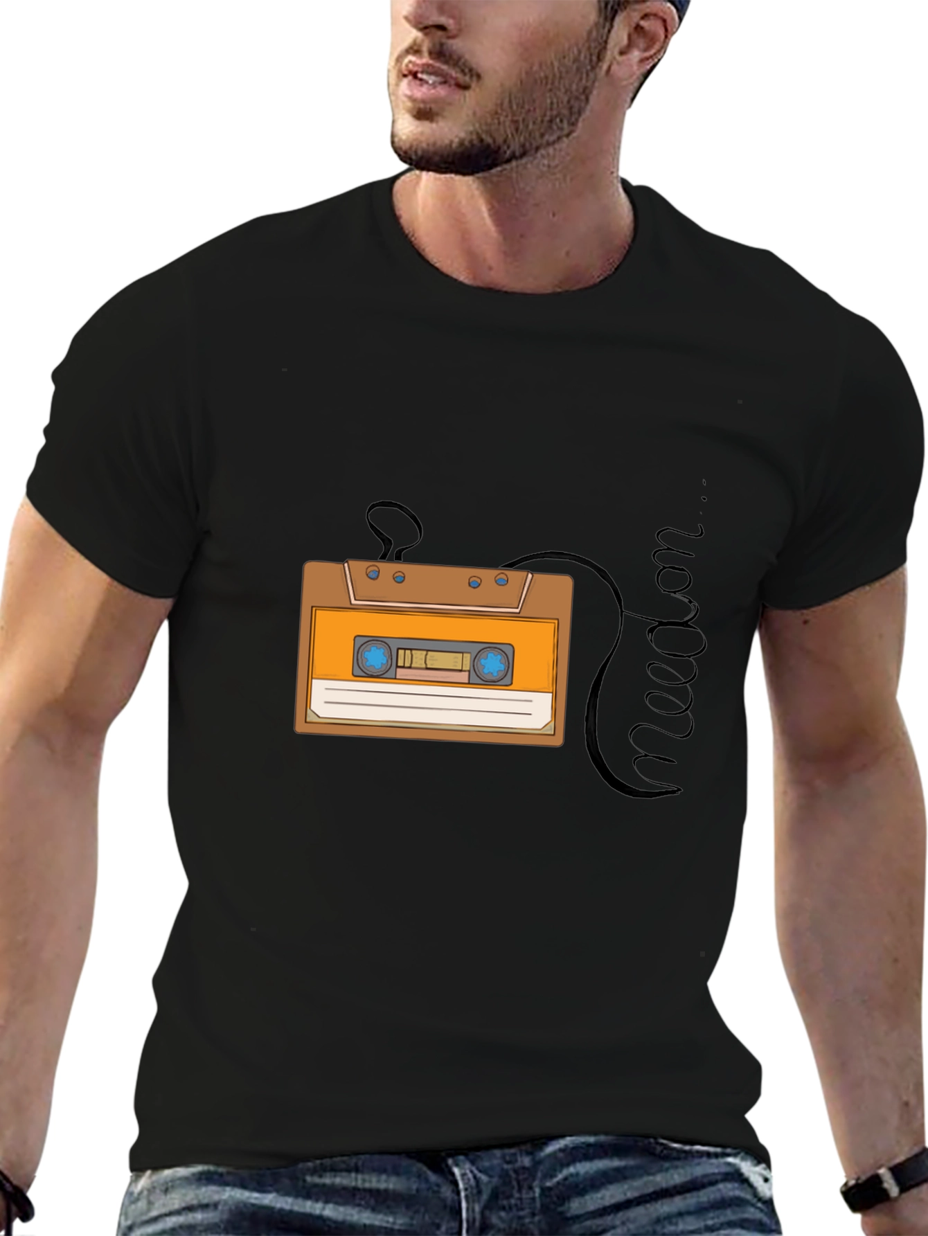 Retro Cassette Tape Graphic T-Shirt - Black