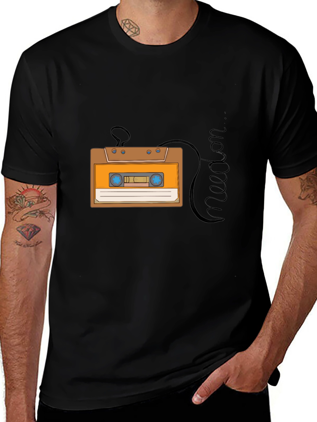 Retro Cassette Tape Graphic T-Shirt - Black