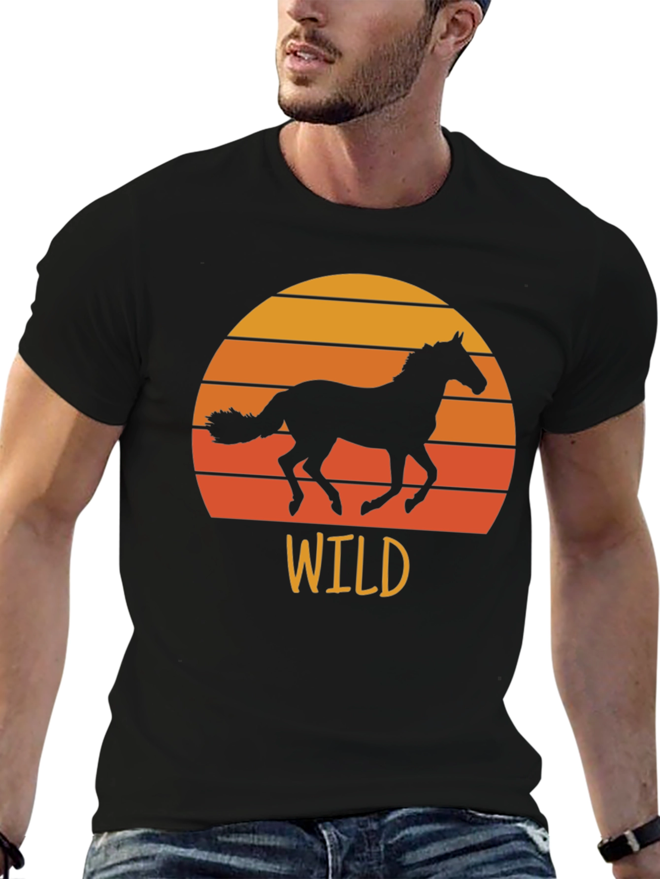 Wild Horse Sunset Graphic Tee - Black
