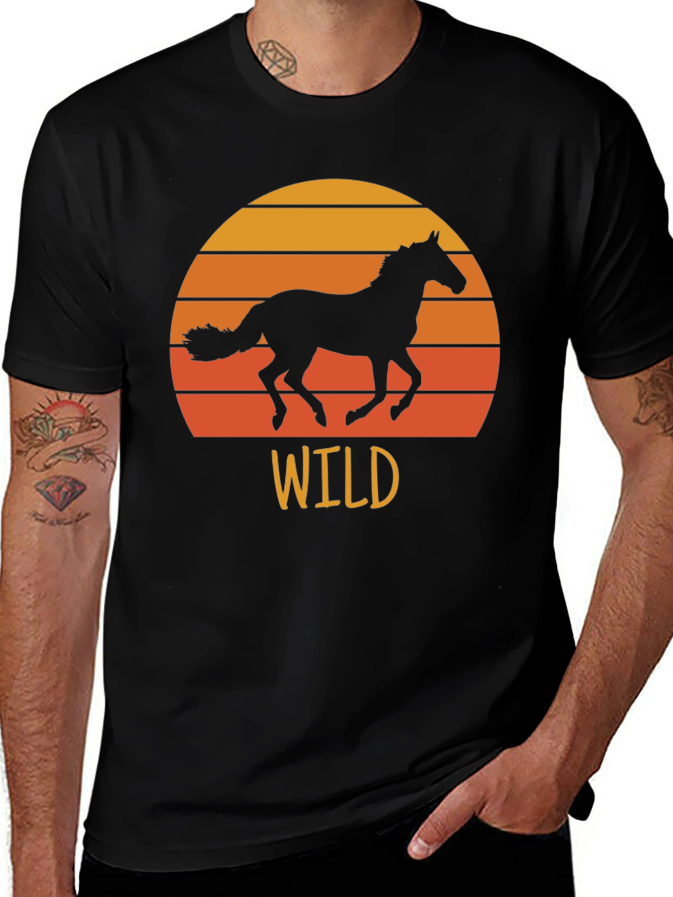 Wild Horse Sunset Graphic Tee - Black