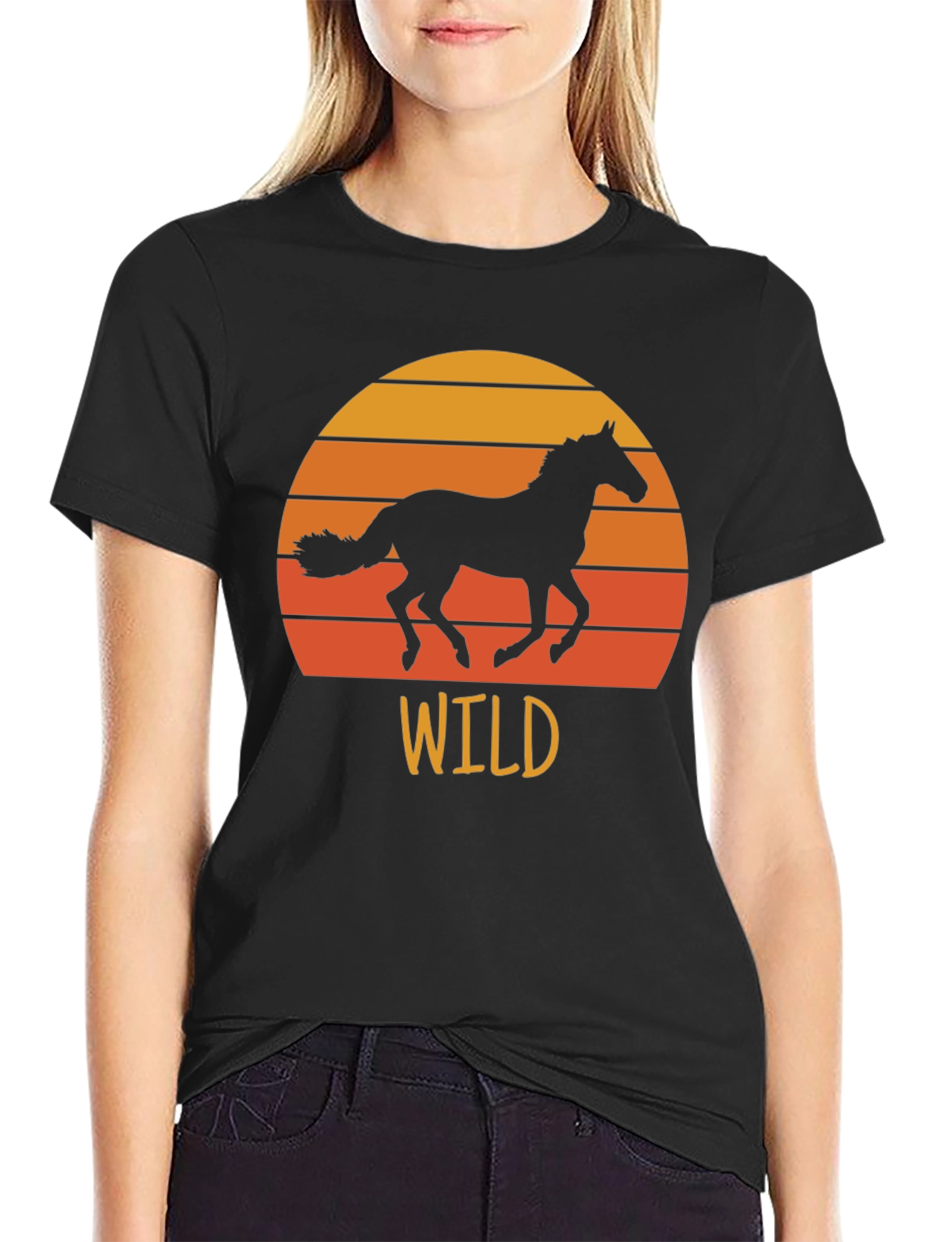 Wild Horse Sunset Graphic Tee - Black