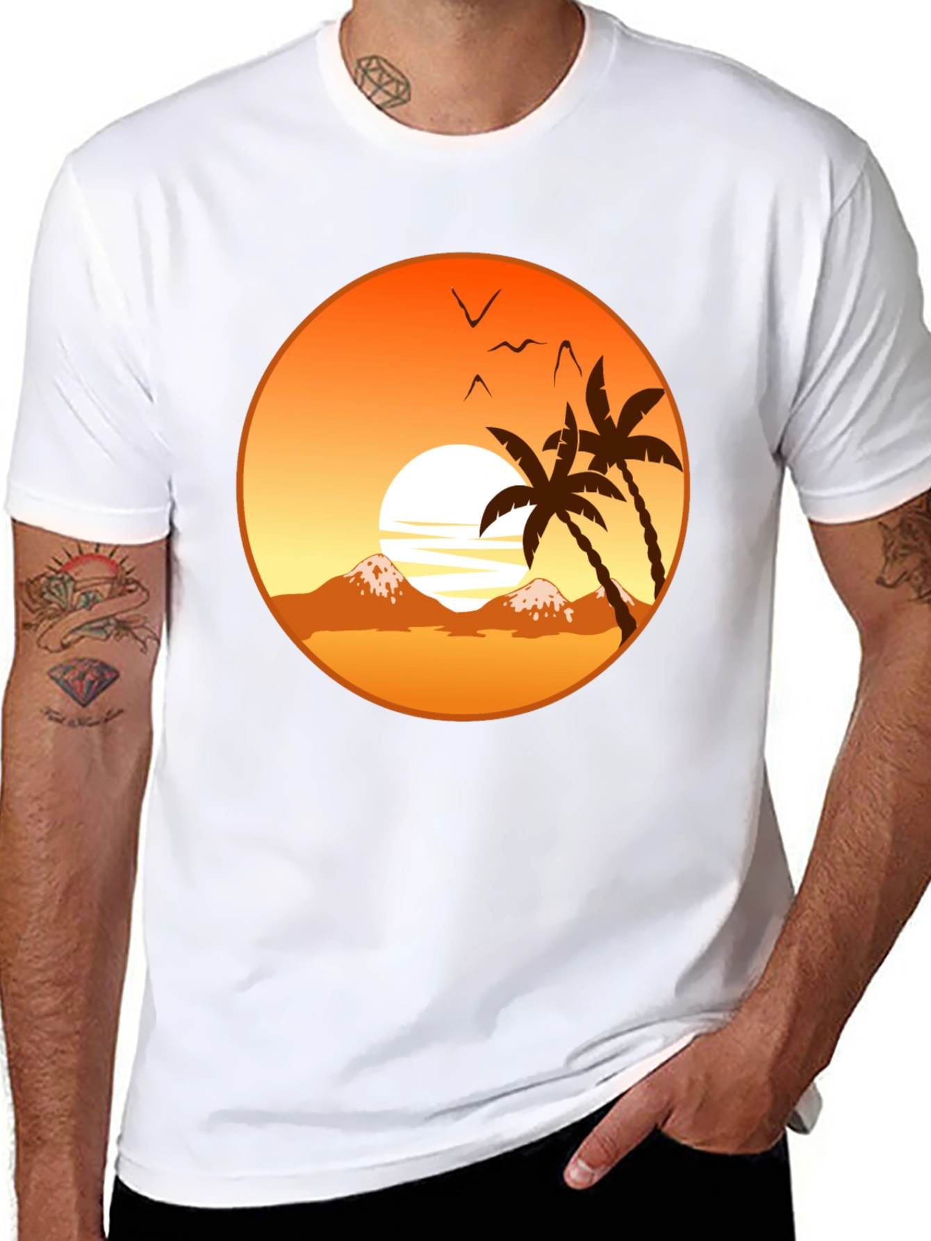 Sunset Palm Tree Graphic T-Shirt