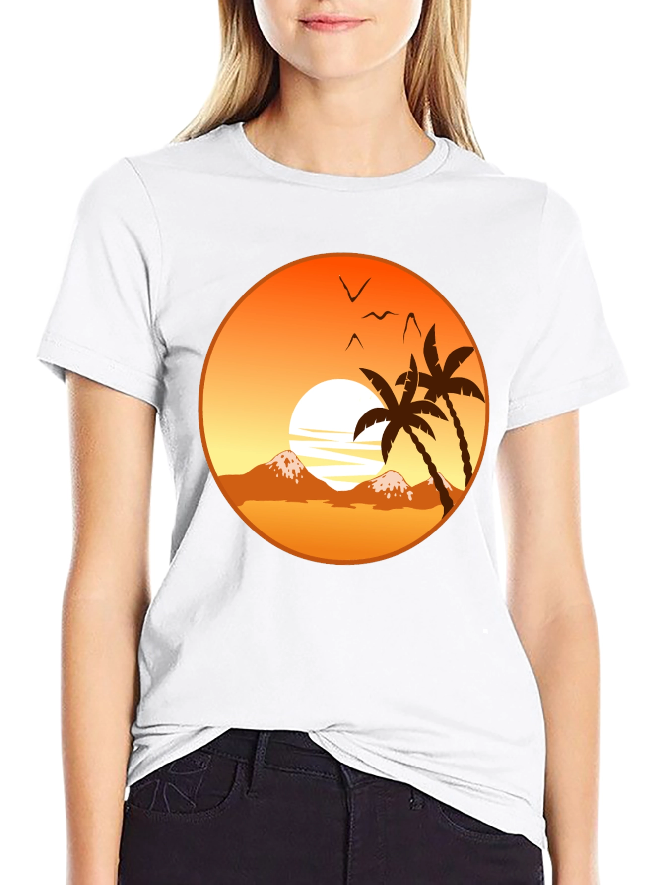 Sunset Palm Tree Graphic T-Shirt