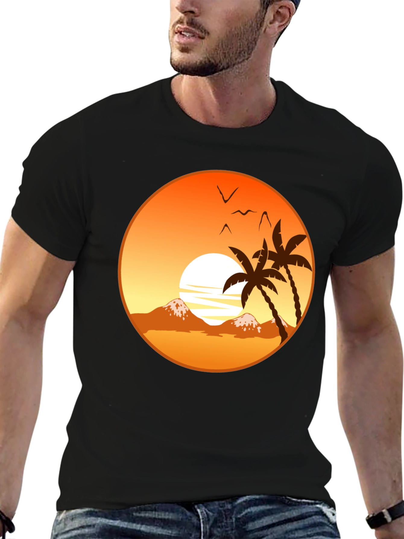 Sunset Palm Tree Graphic T-Shirt
