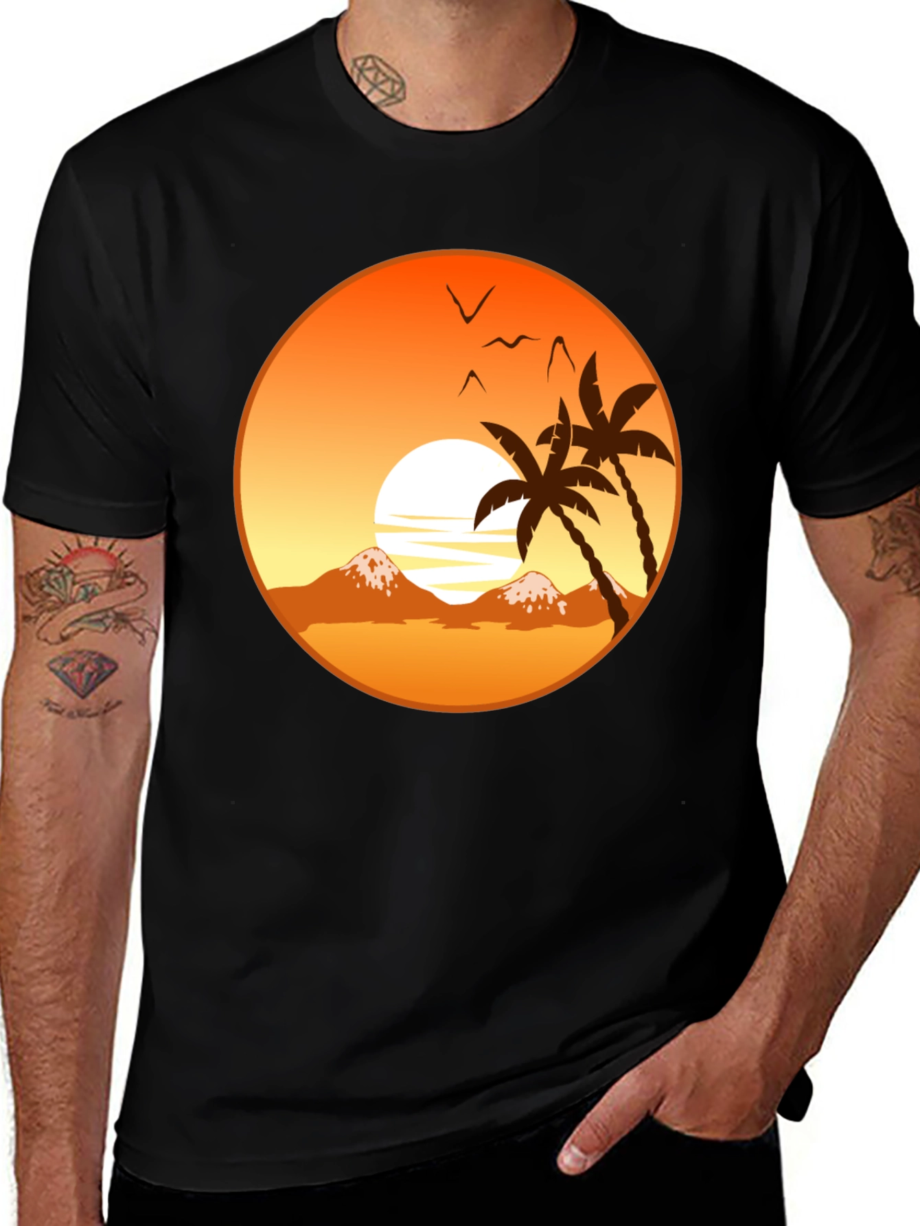 Sunset Palm Tree Graphic T-Shirt