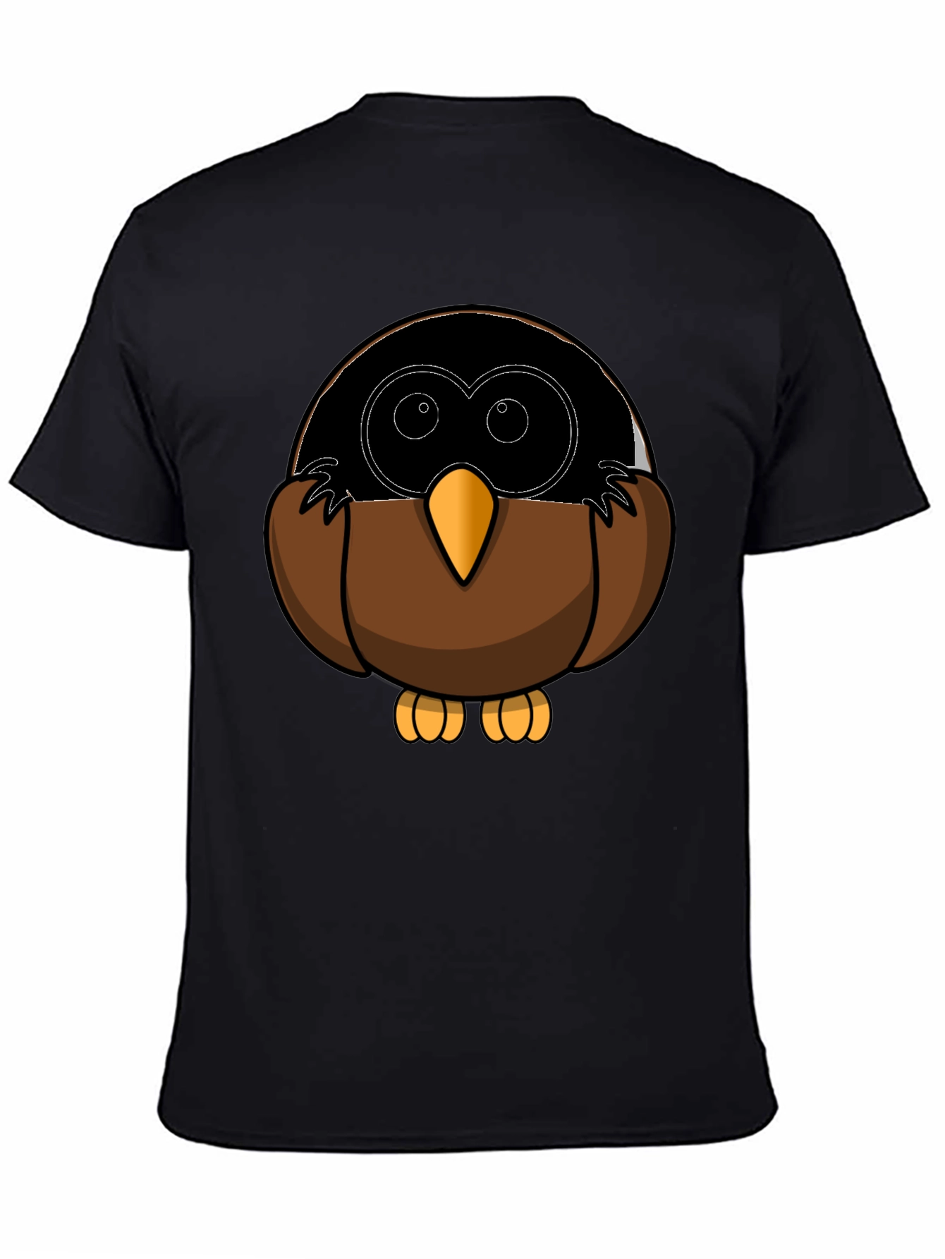 Cute Owl Cartoon Graphic Tee - Black T-Shirt