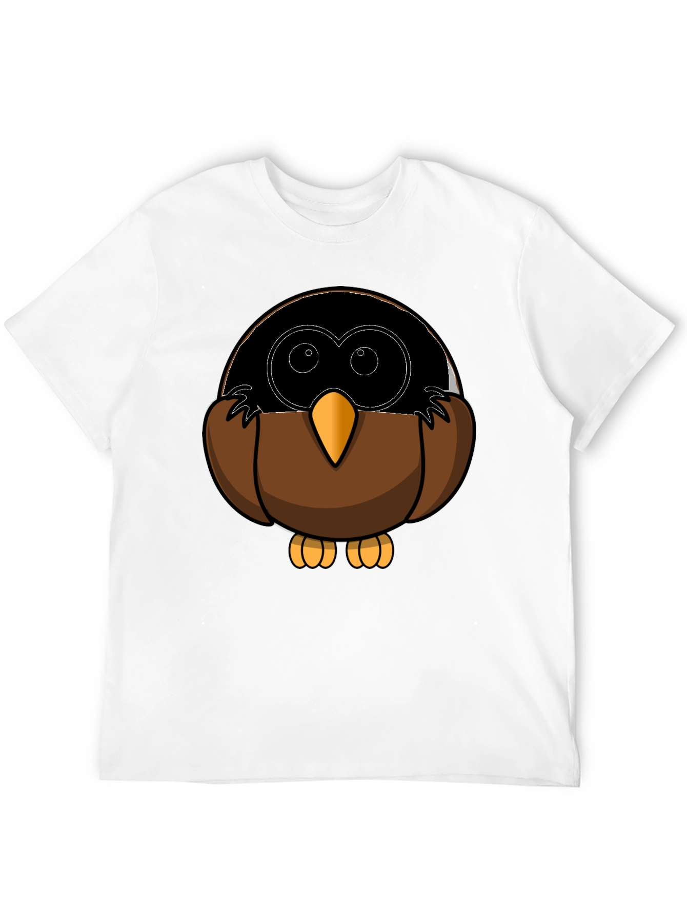 Cute Owl Cartoon Graphic Tee - Black T-Shirt